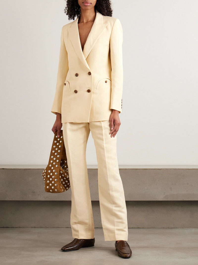 BLAZÉ MILANO Savannah Everyday Double-breasted Linen And Silk-blend Blazer outlook