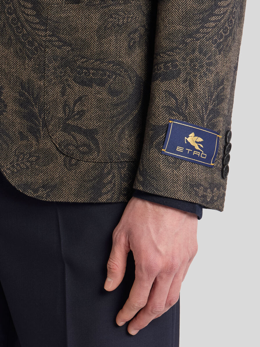 WOOL AND CASHMERE BLAZER WITH PLACED PRINT - 2