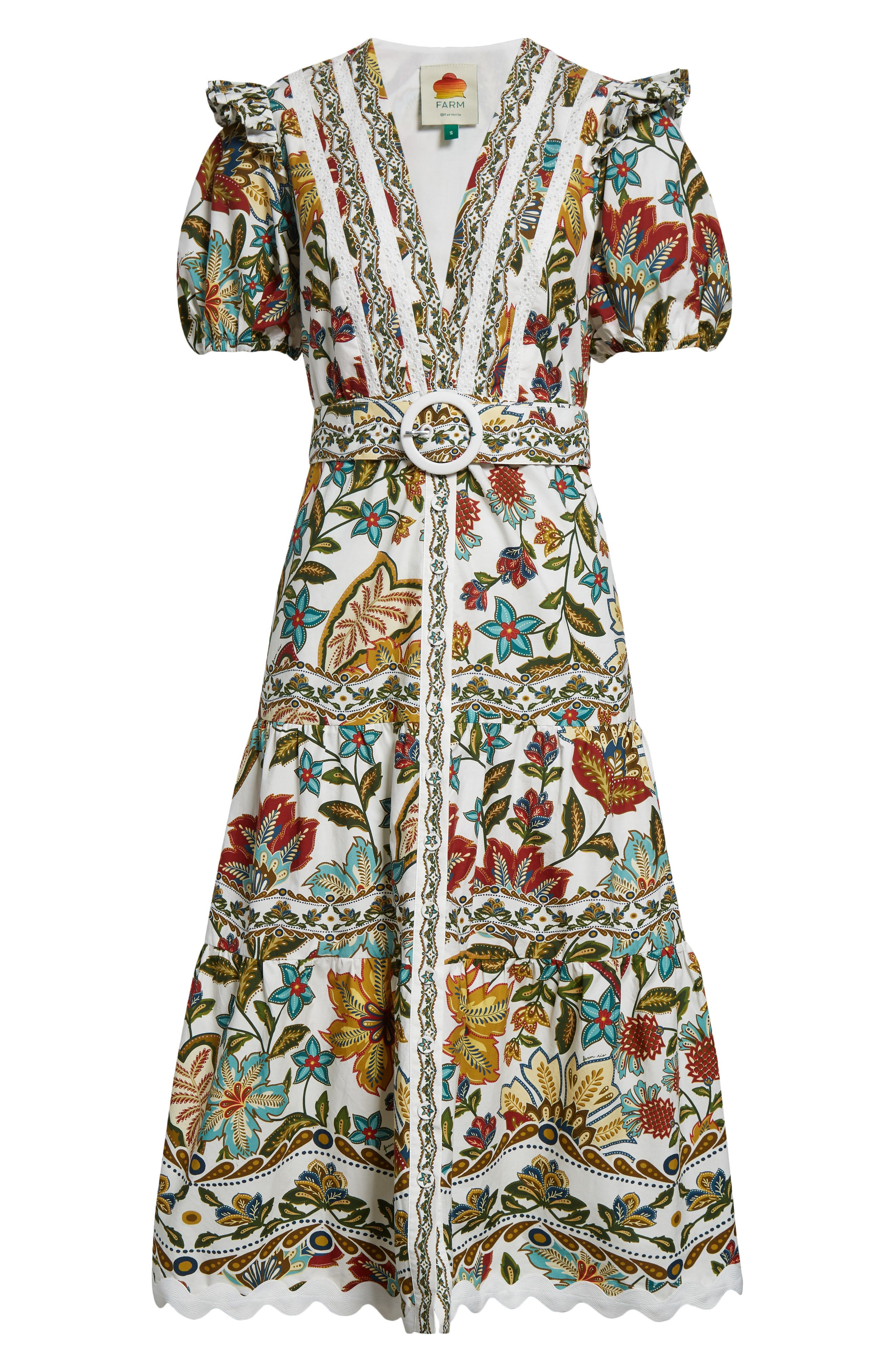 FARM Rio Botanicals Cotton Midi Dress in Off-White at Nordstrom - 5
