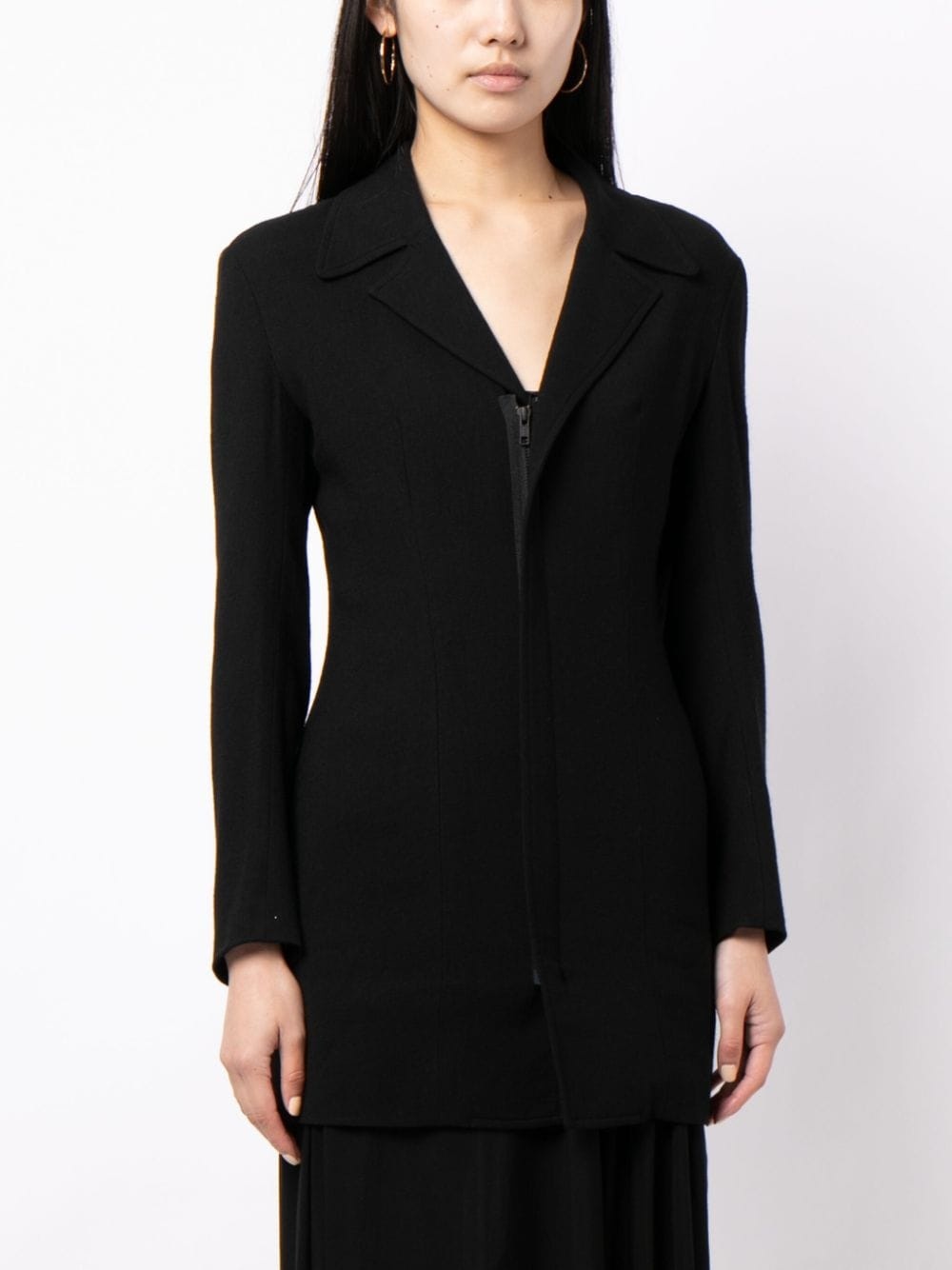 zip-fastening notched-lapel blazer - 3