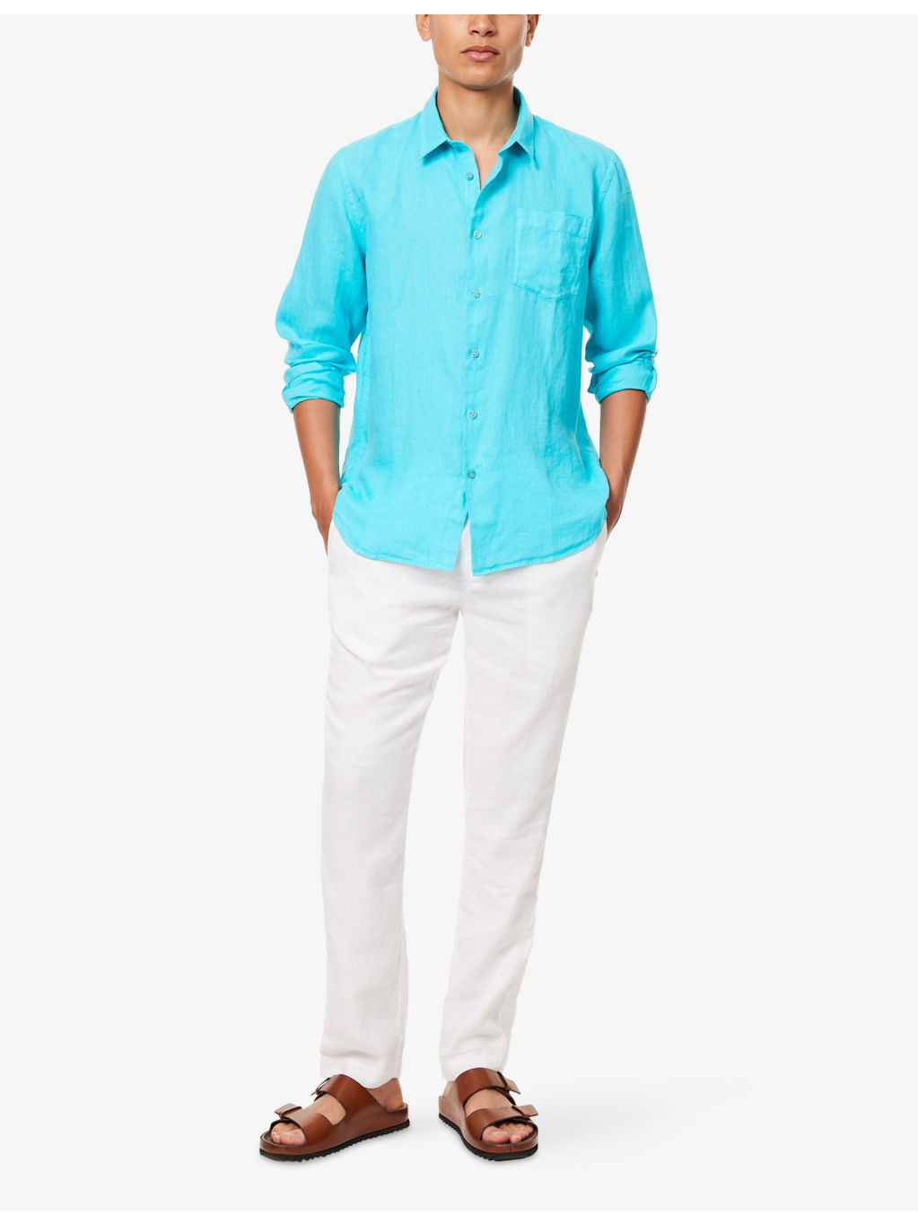 Caroubis patch-pocket regular-fit linen shirt - 2