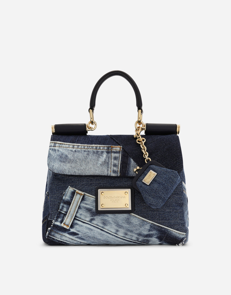 Small patchwork denim Sicily soft bag 1