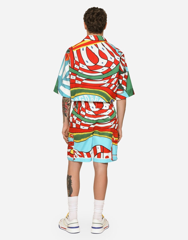 Carretto-print stretch drill cargo shorts - 3