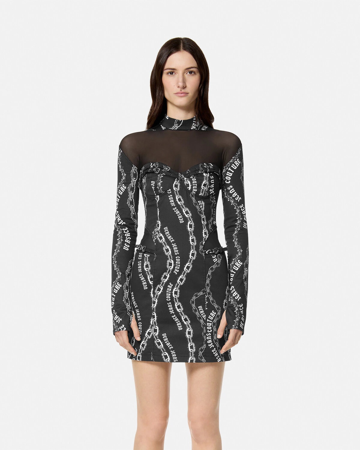 Chain Couture Mesh Mini Dress - 4