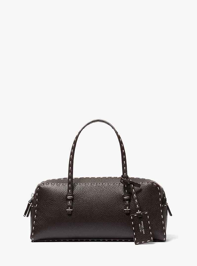 Roberta Hand-Stitched Pebbled Leather Satchel - 1