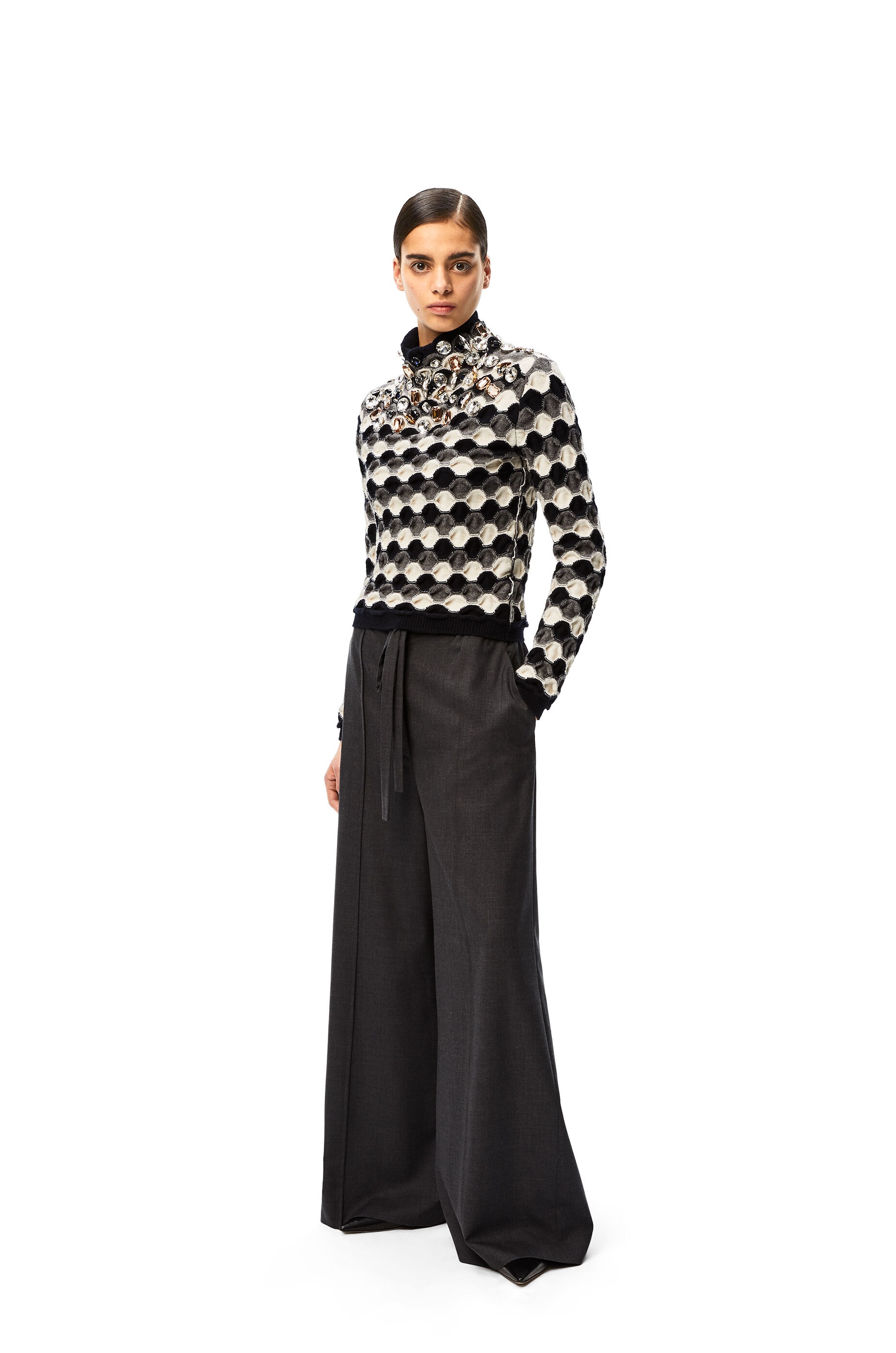 Drawstring fluid trousers in wool - 2