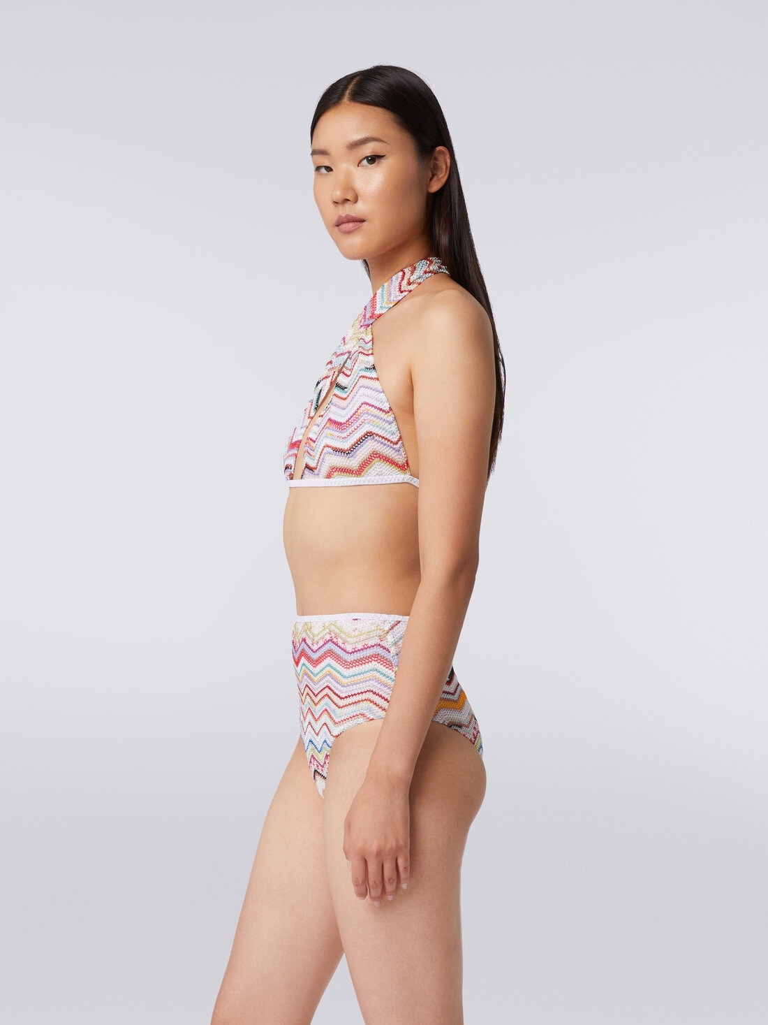 Bikini in crochet with lurex and high-waisted briefs - 3