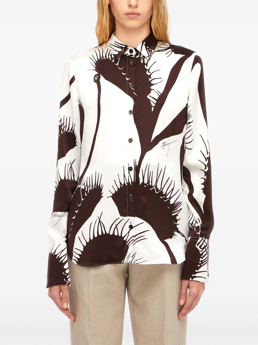 Venus-print silk shirt - 3