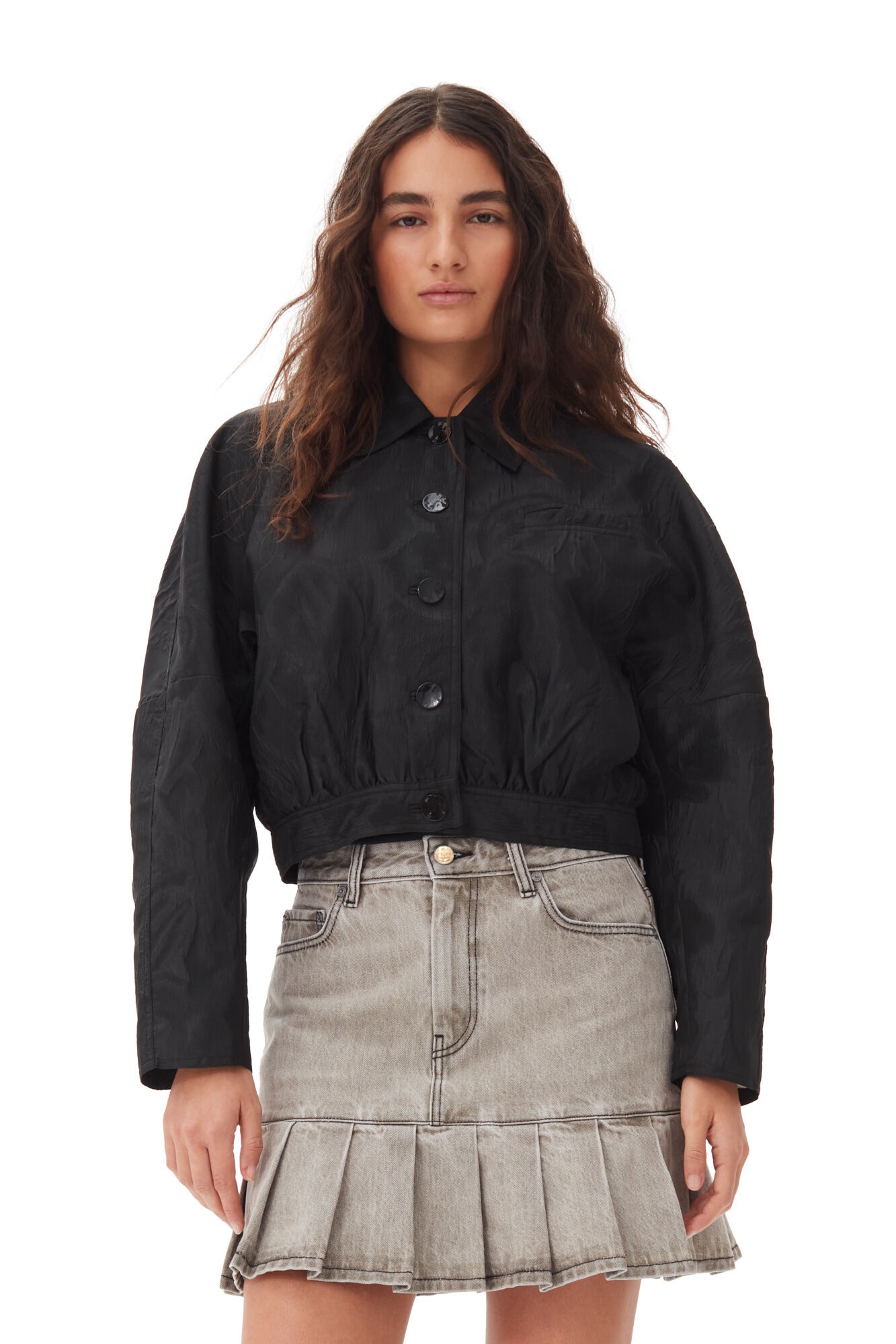 BLACK TEXTURED CLOQUE SHORT JACKET - 3