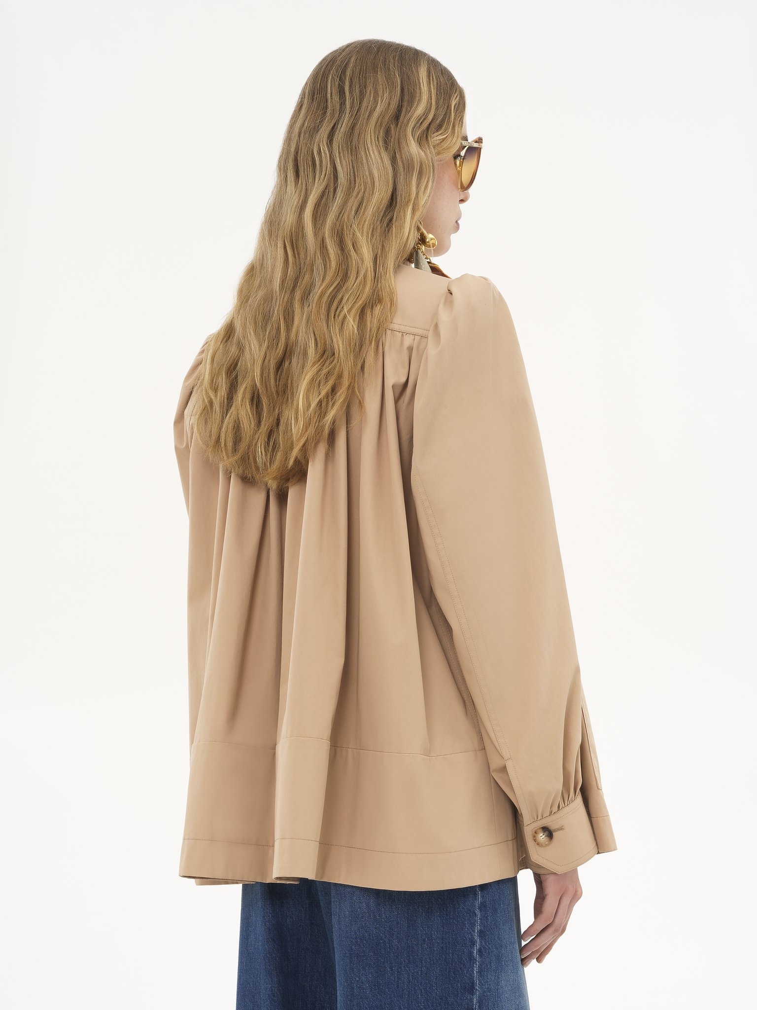 HIGH-NECK GATHERED JACKET IN COTTON GABARDINE - 6