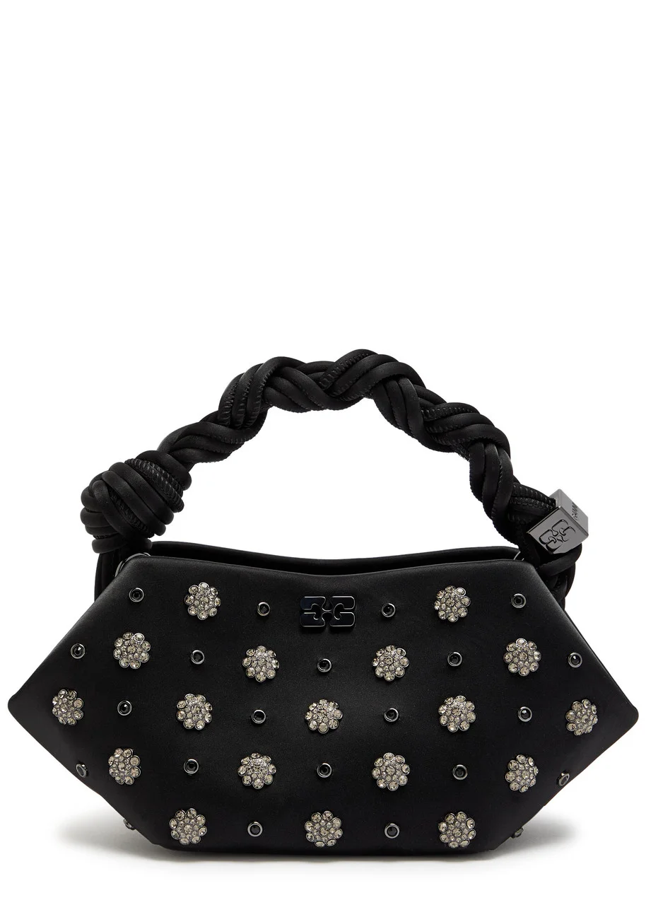 Ganni Bou Mini Crystal-embellished Satin top Handle bag - 1
