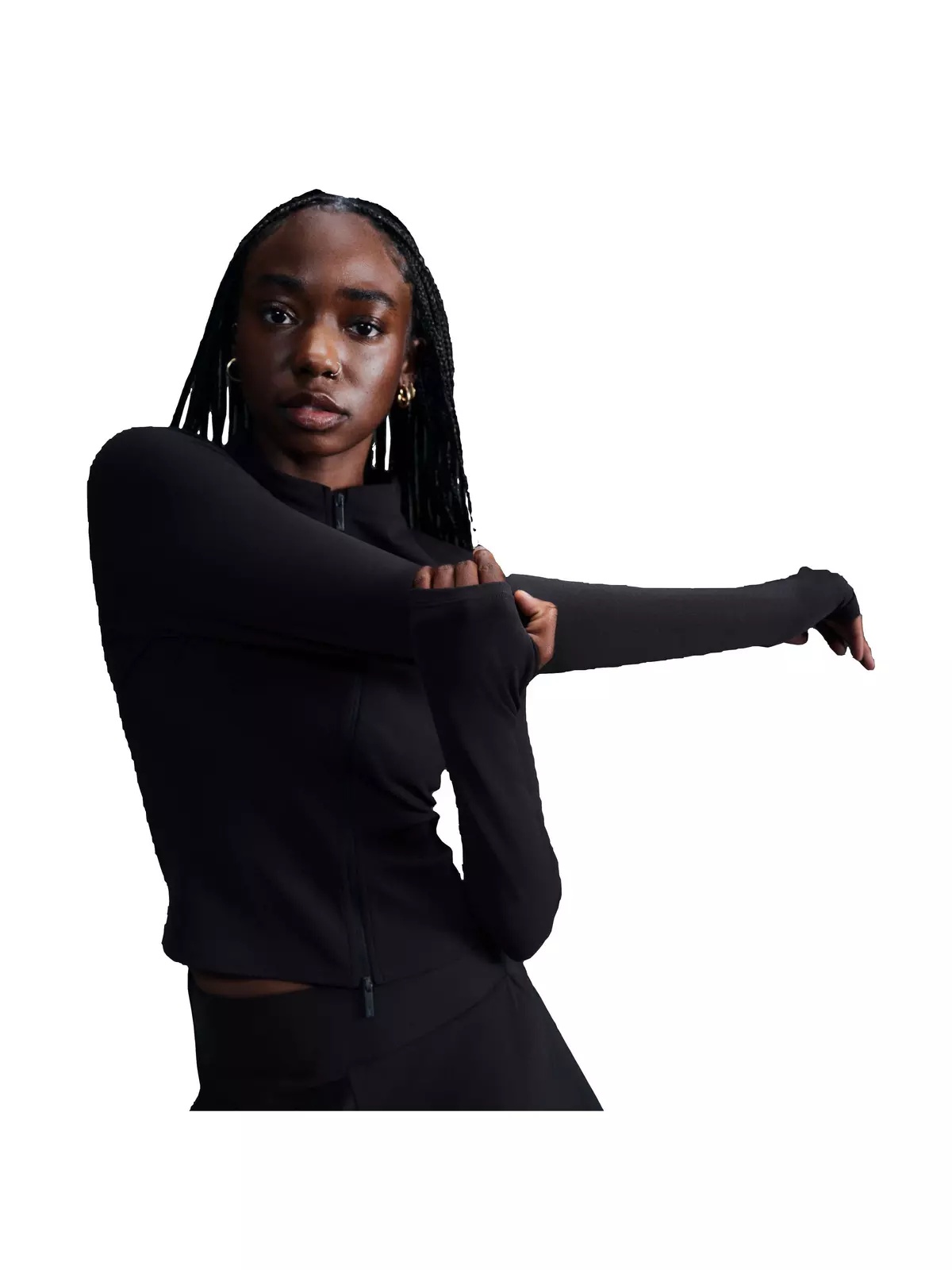 Women's Zenvy Dri-FIT Full-Zip Long-Sleeve Top - Black - 4
