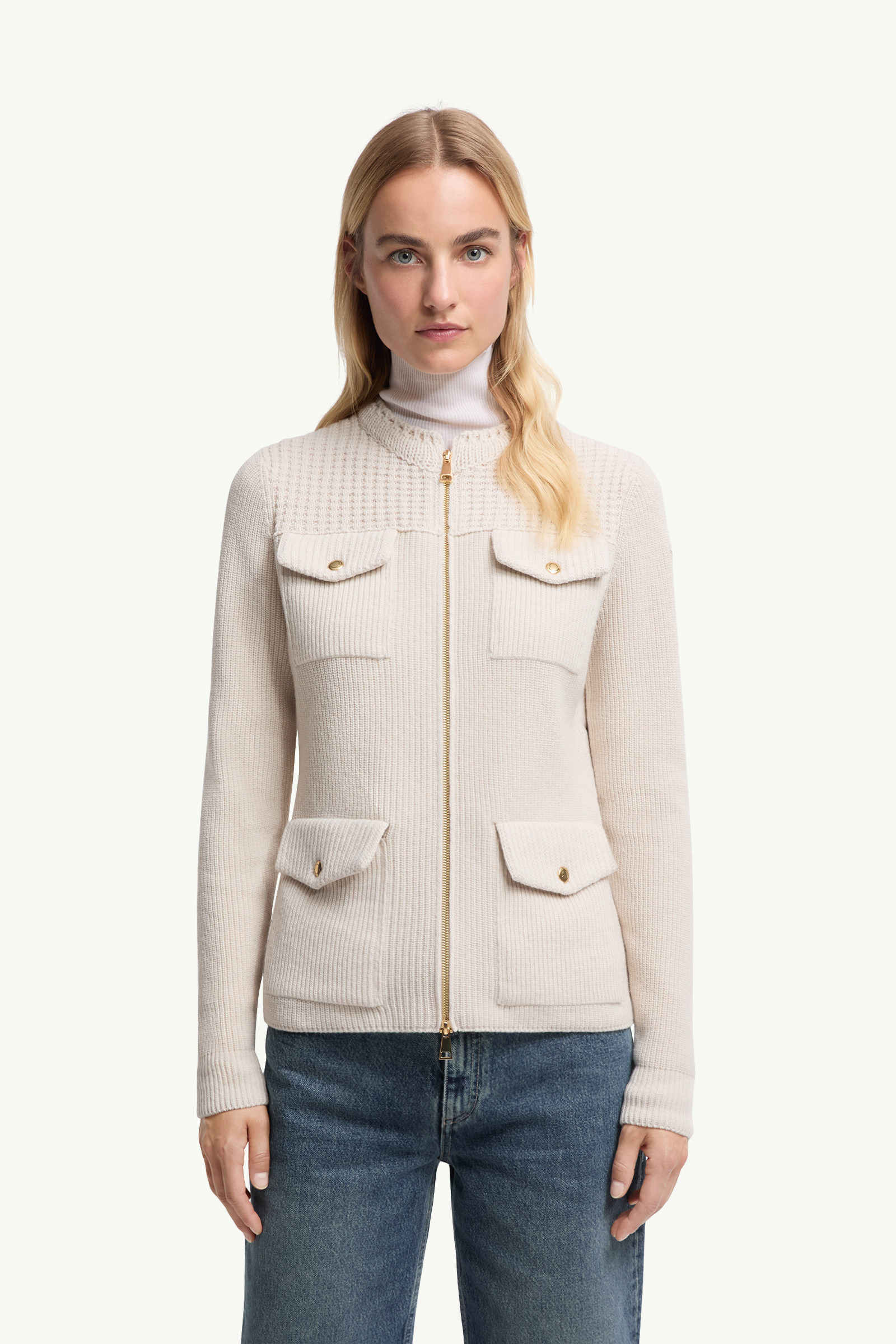 Padded Wool Zip-Up Cardigan - 3