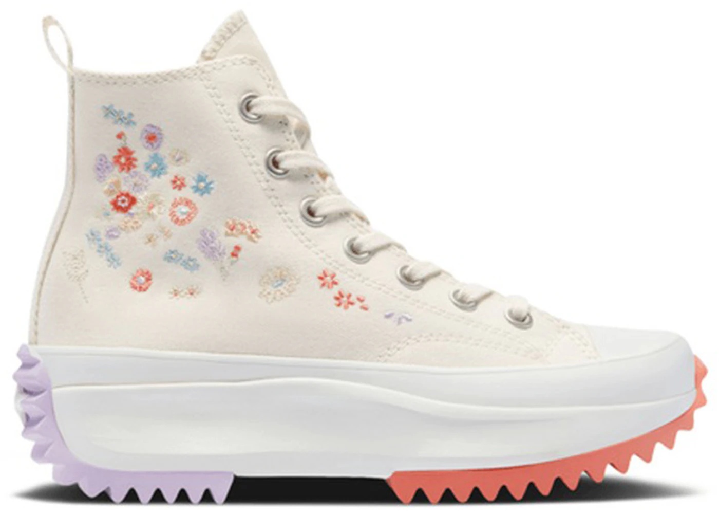 Converse Run Star Hike Platform Hi Embroidered Floral Egret - 1