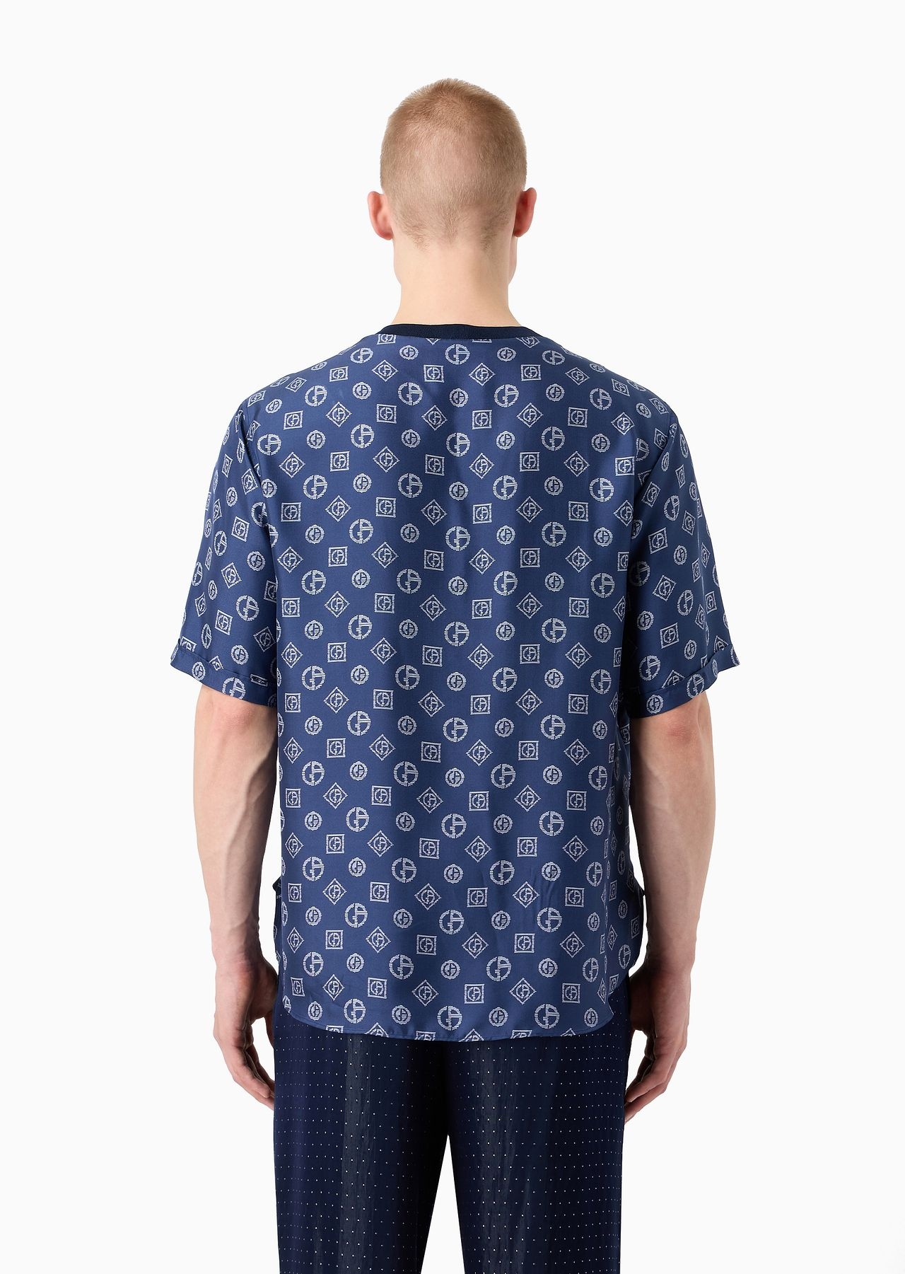 Monogram jacquard silk T-shirt shirt - 3