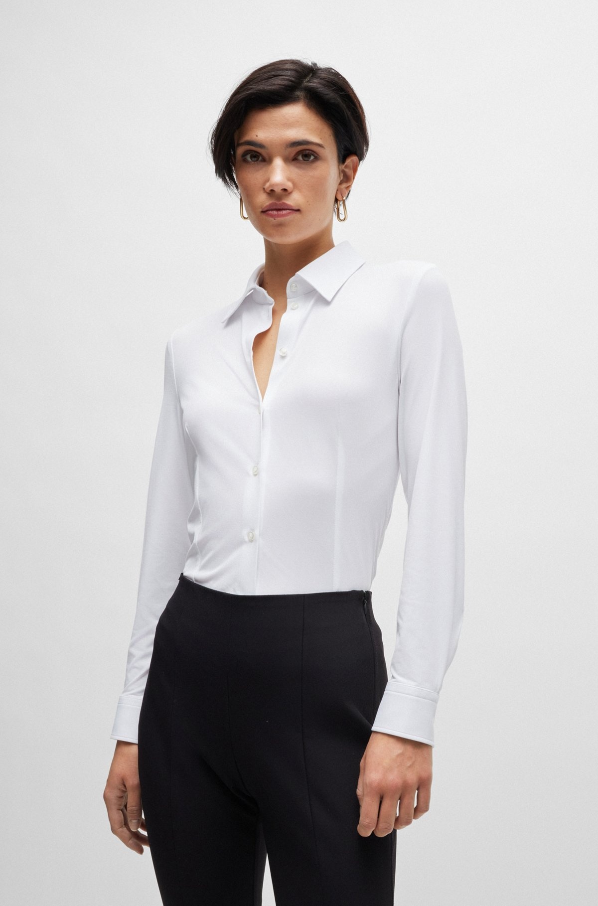 EXTRA-SLIM-FIT BLOUSE IN ITALIAN PERFORMANCE-STRETCH DOBBY - 2
