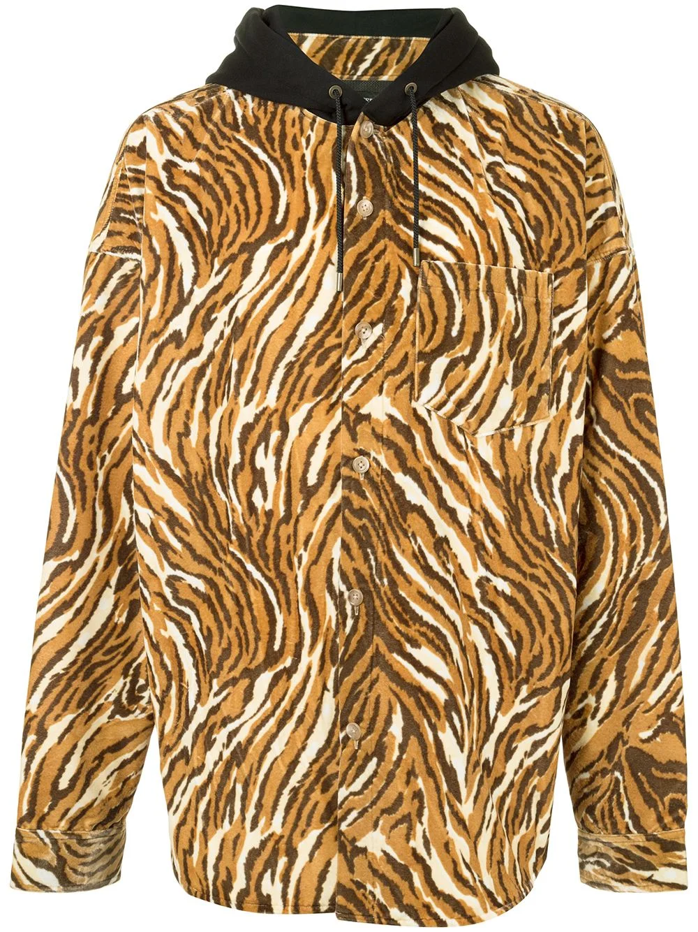 tiger-print button-up hoodie - 1