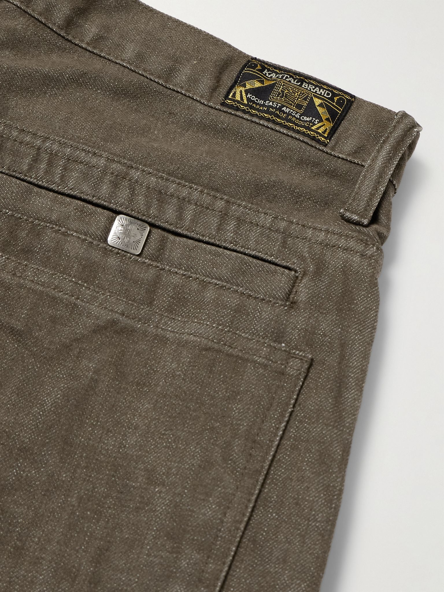 Wide-Leg Studded Jacquard Jeans Green - 5