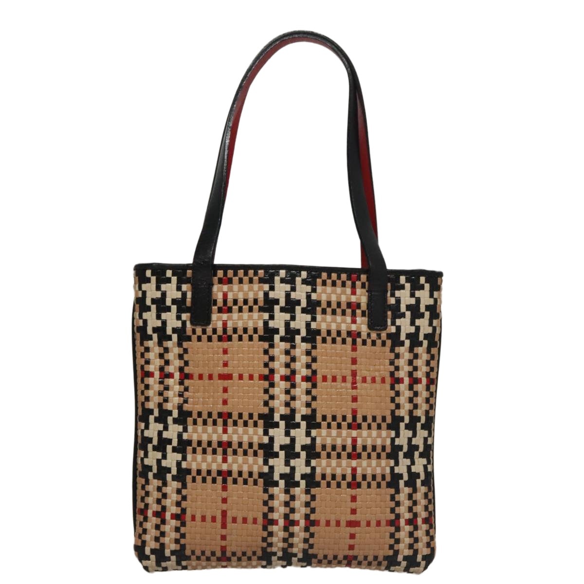 Burberry Nova Check Blue Label Hand Bag Leather Beige - 2