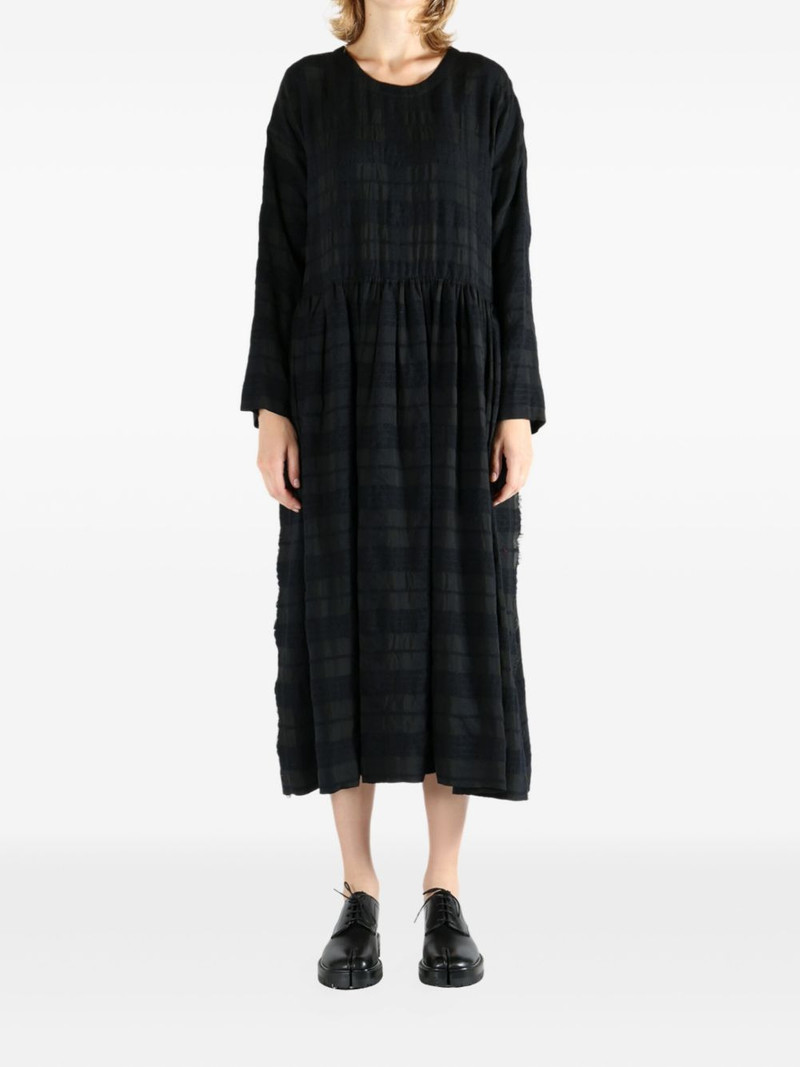 UMA WANG Alexa checked gathered dress outlook