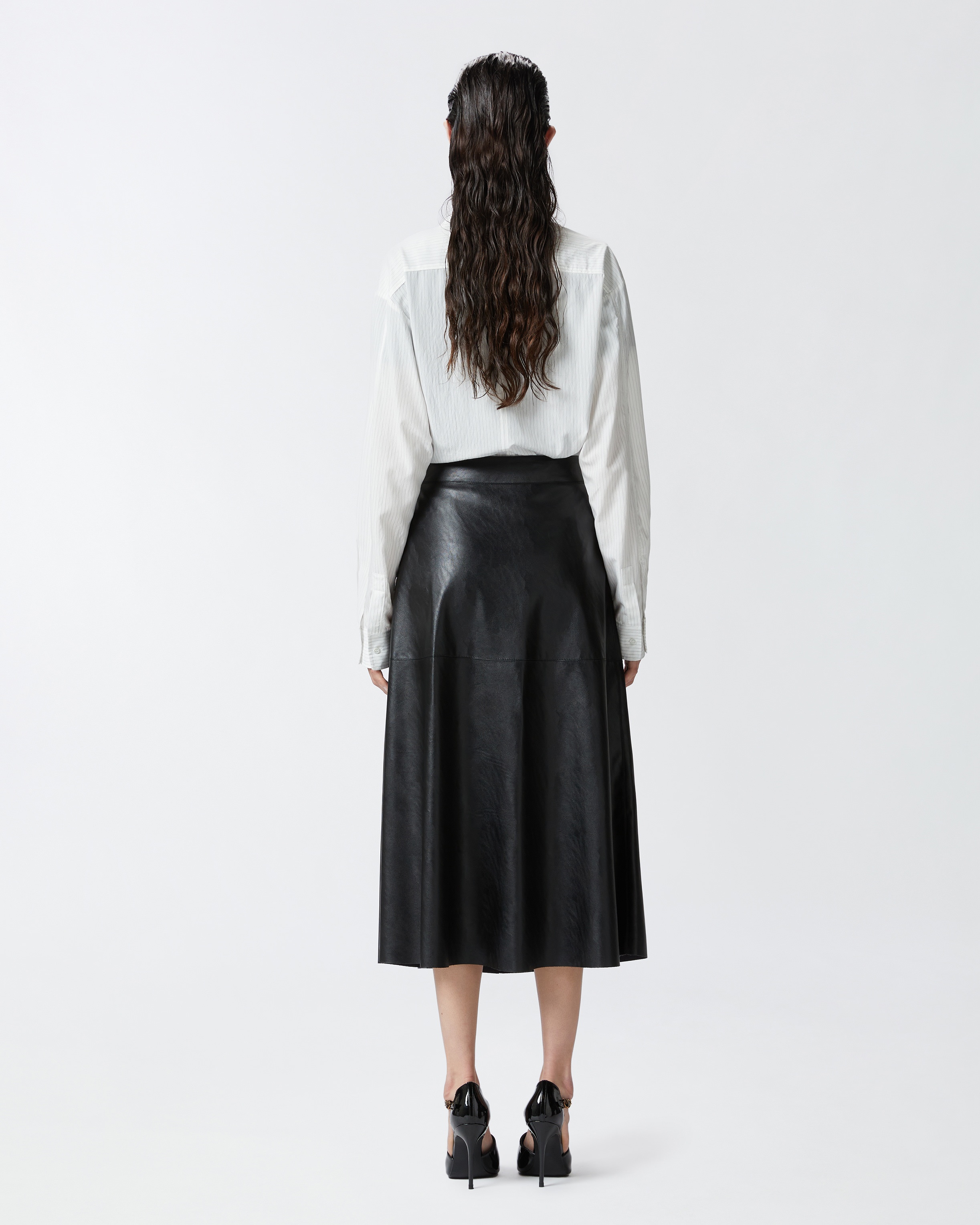LEATHER-EFFECT MIDI SKIRT - 4