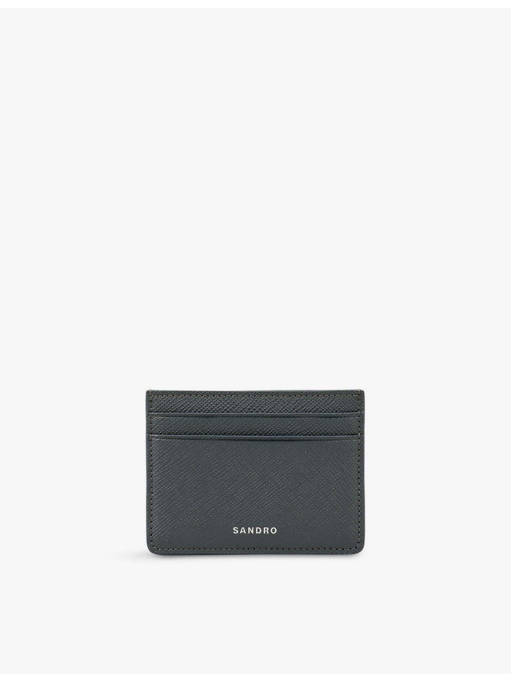 Logo-embossed textured-leather card holder - 1