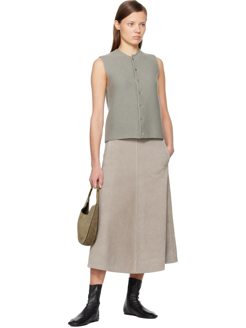 RIER Gray Crust Suede Midi Skirt outlook