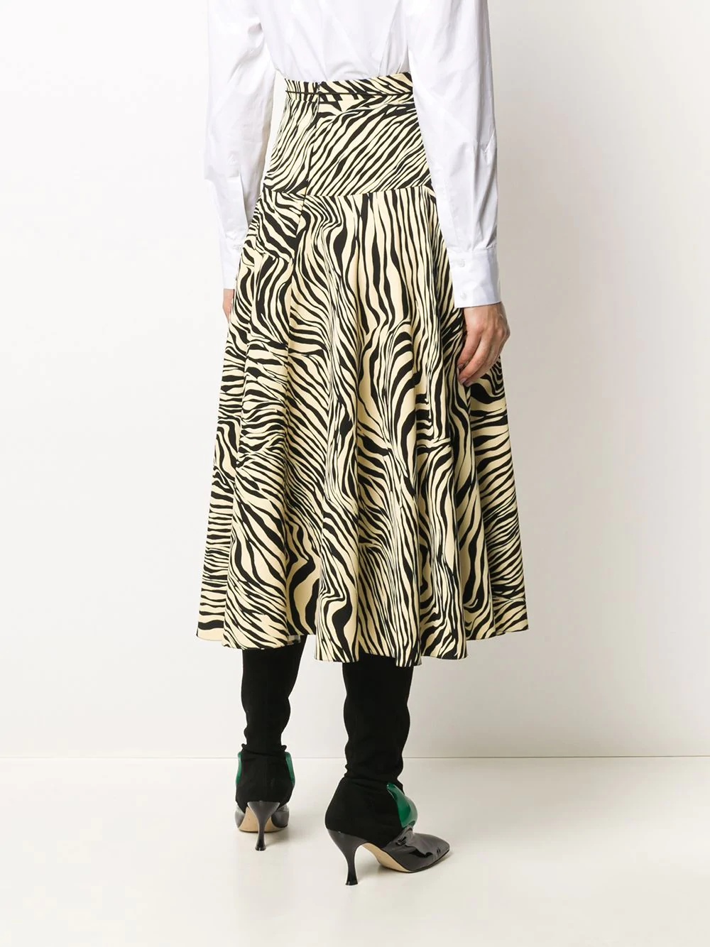 zebra-print pleated midi-skirt - 4