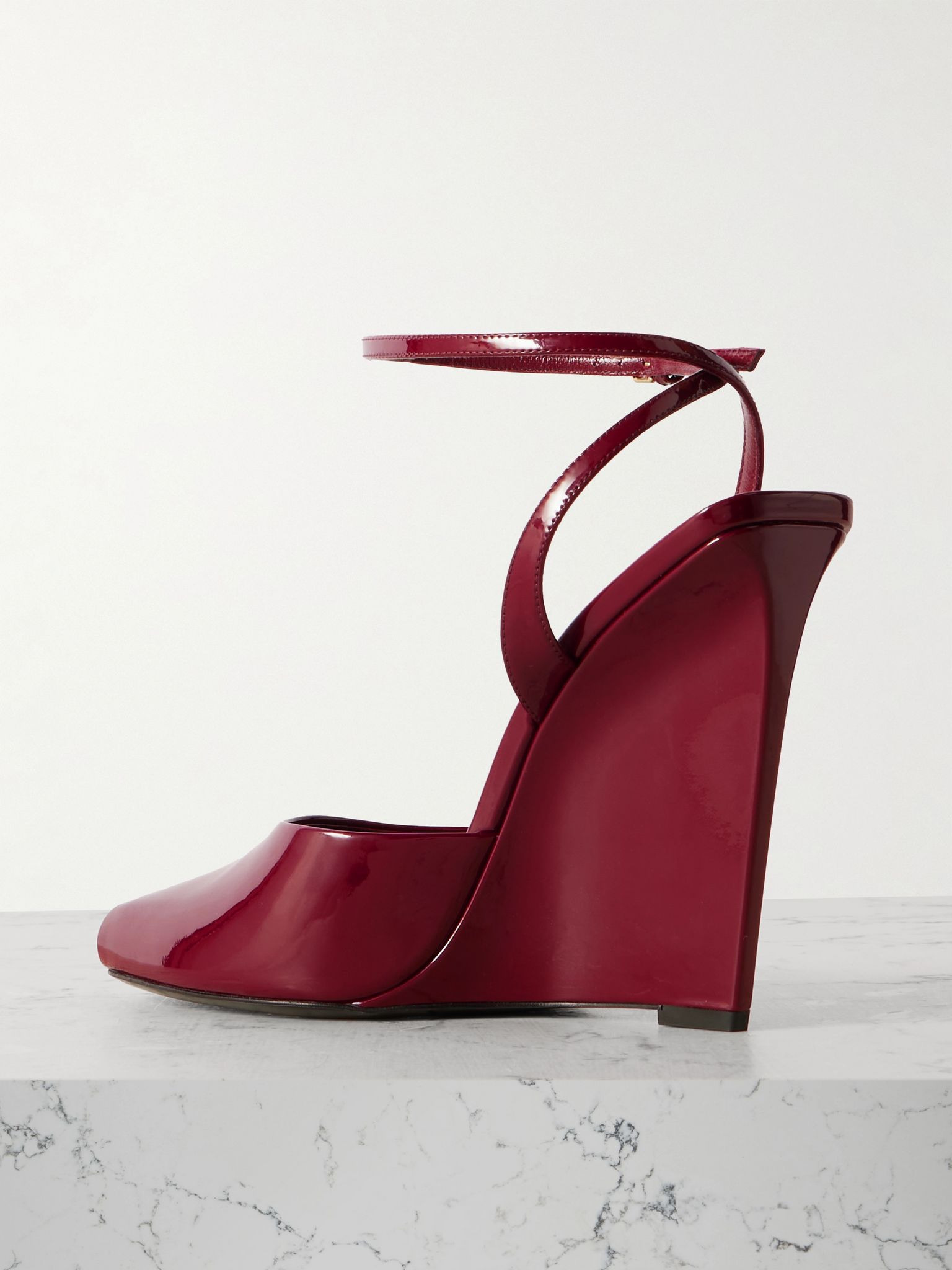 La Scandale patent-leather wedge sandals Burgundy - 3