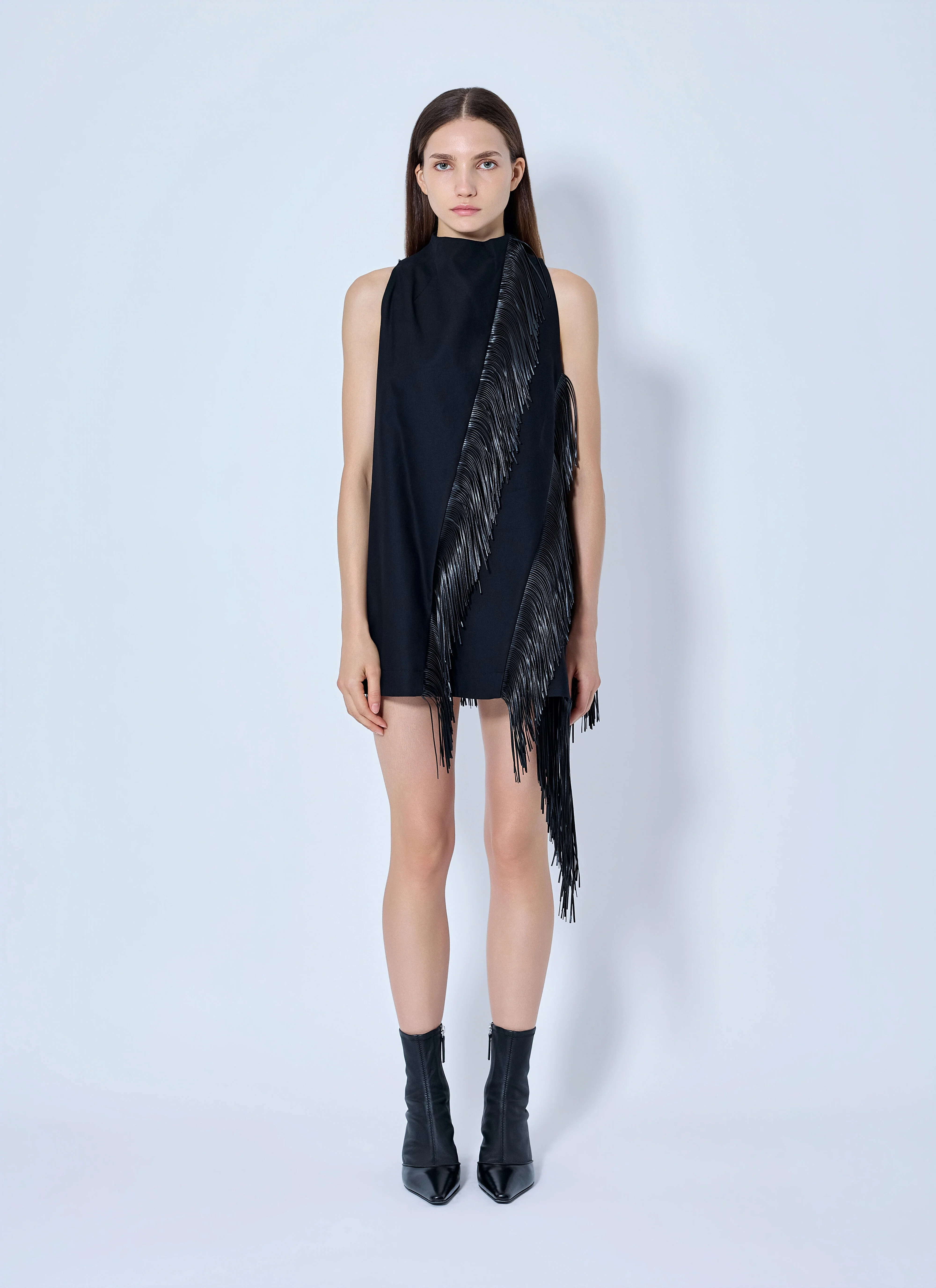 Fringe Trim Sleeveless Dress - 1