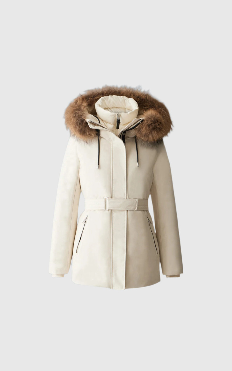 JENI-F 2-in-1 down parka with removable bib and natural fur 1