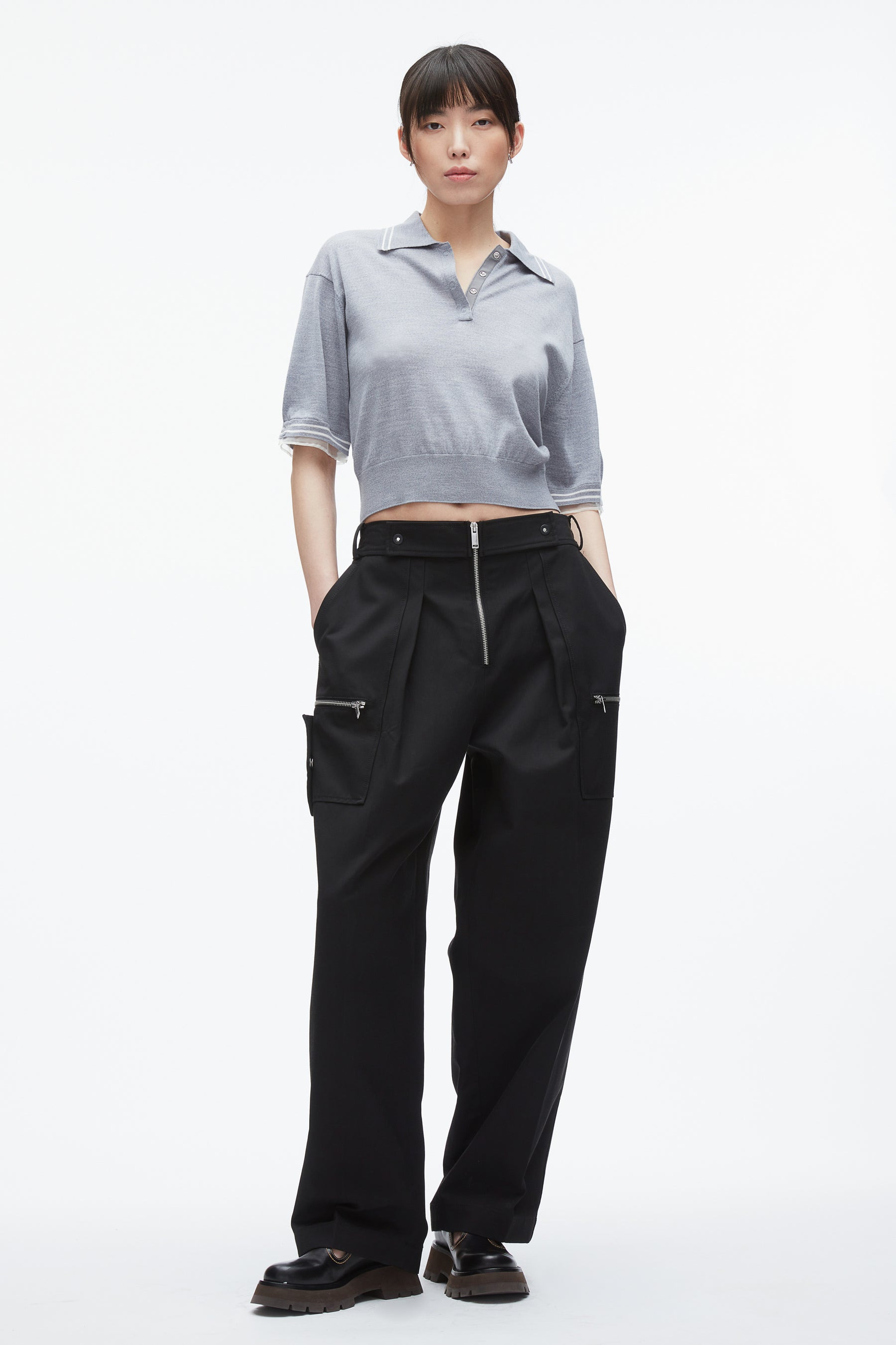 Cropped Polo with Organza - 1