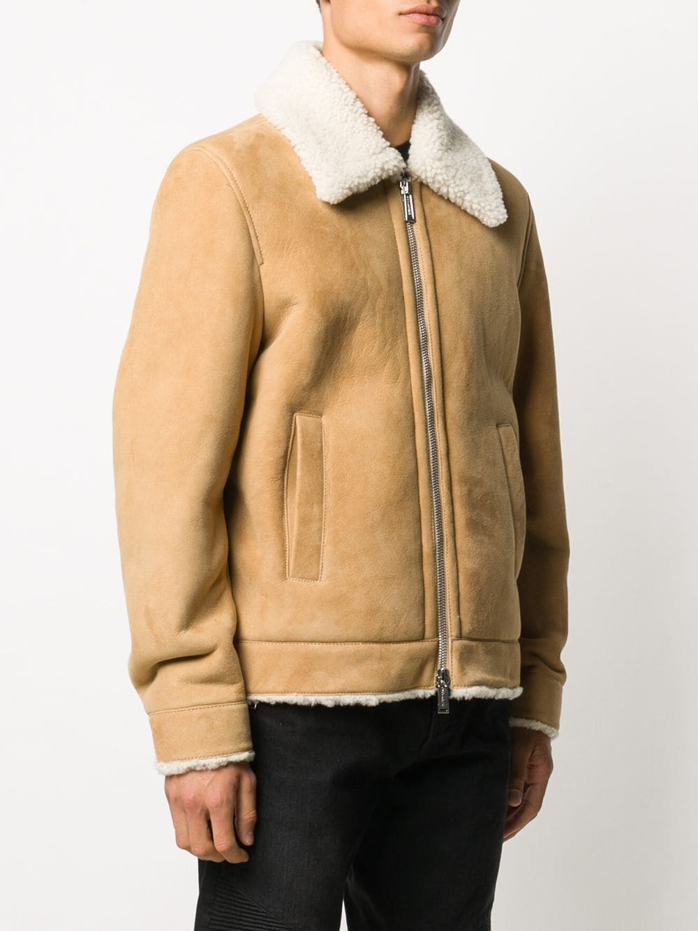 shearling zipped jacket - 3