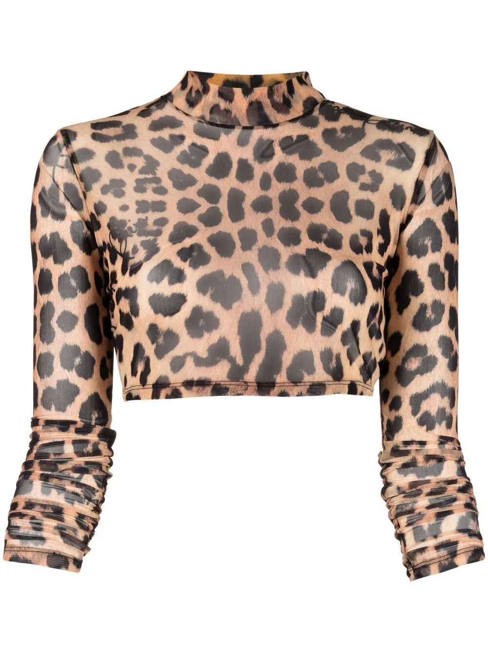 leopard-print cropped top - 1