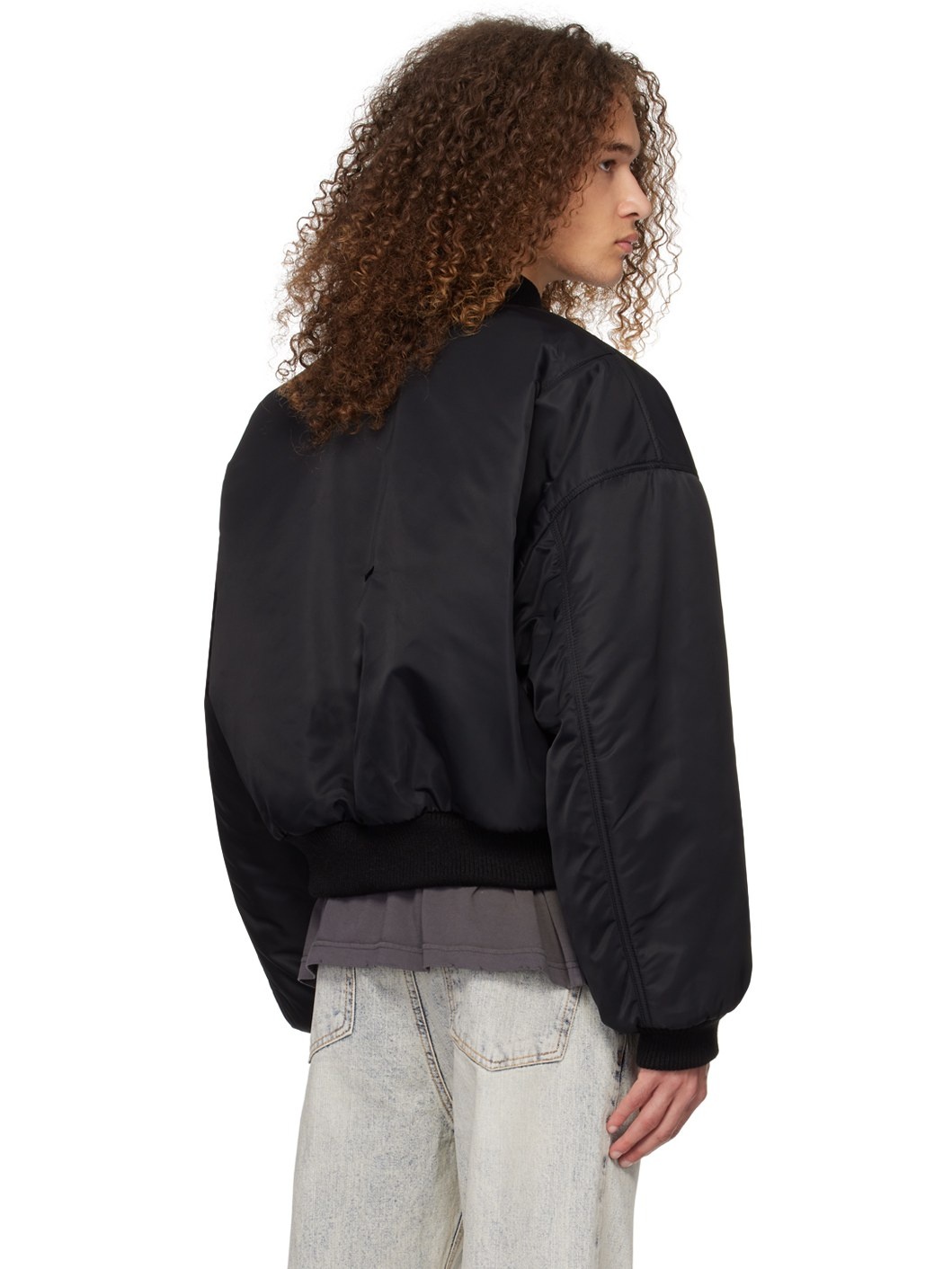 Black Puff Bomber Jacket - 3