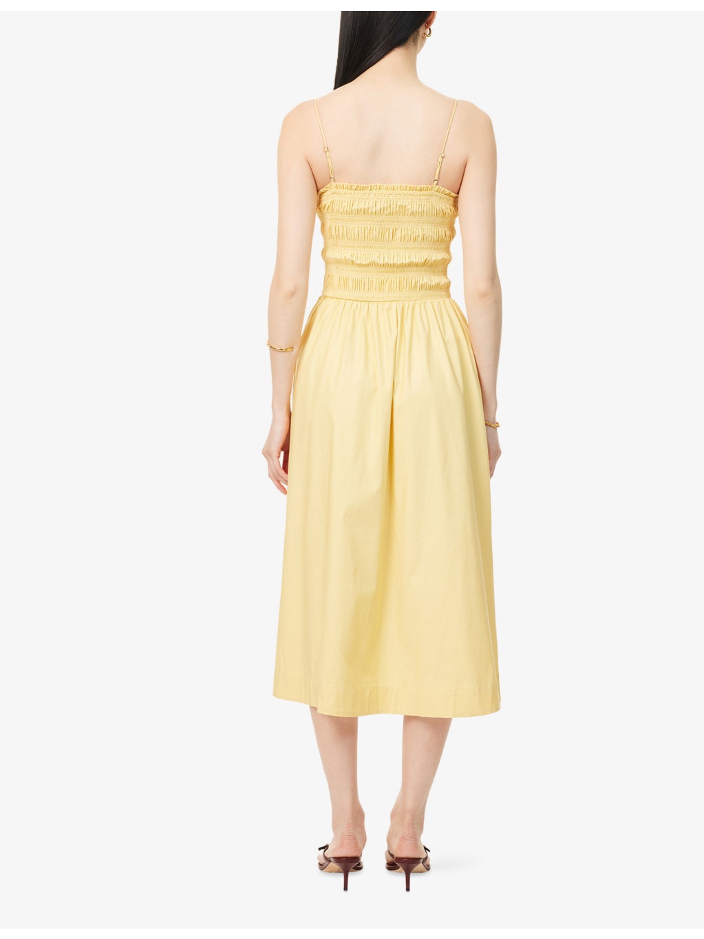 Kerrie Shirred Stretch-Cotton Midi Dress - 4