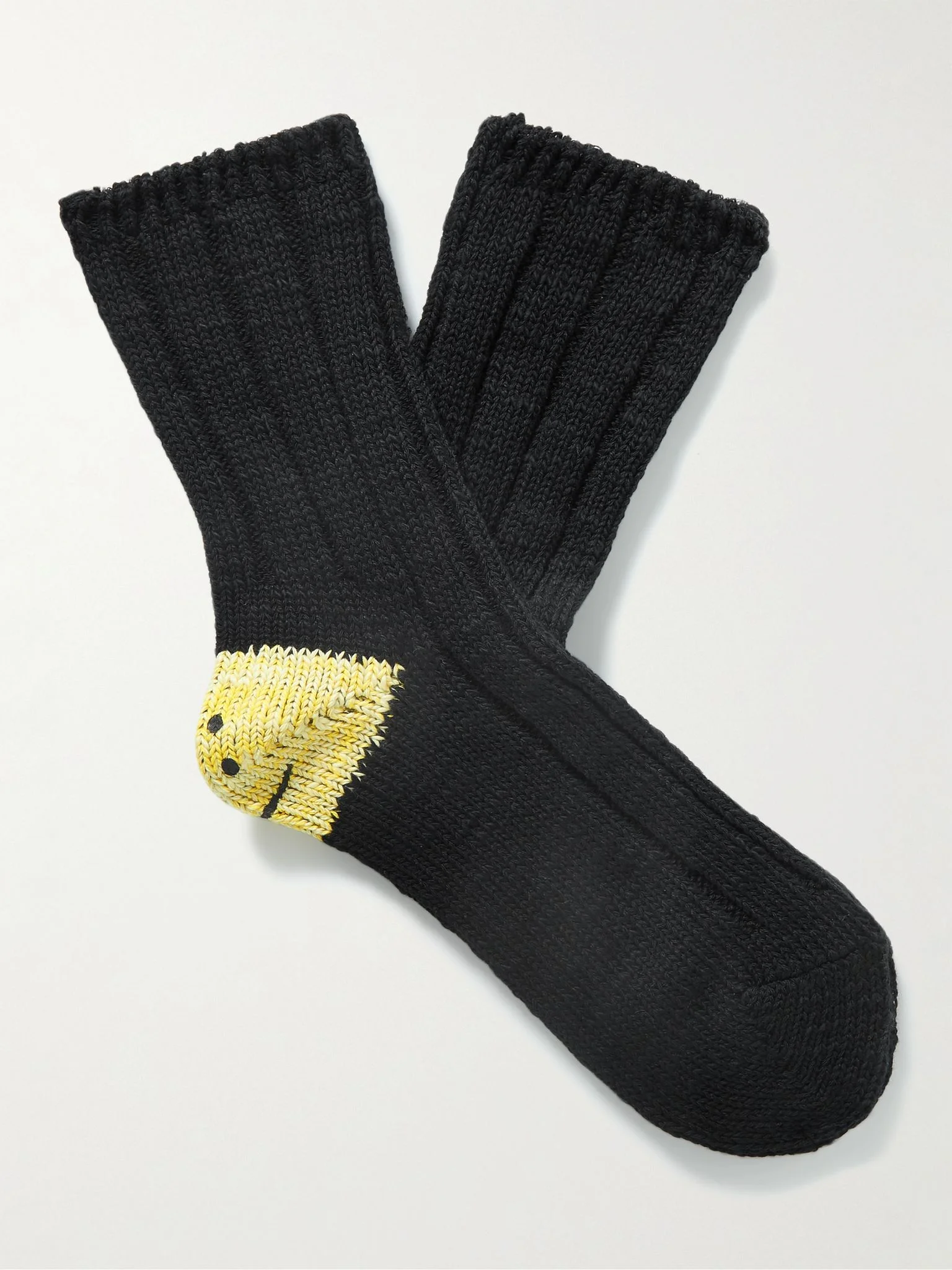 Intarsia Cotton-Blend Socks Black - 1