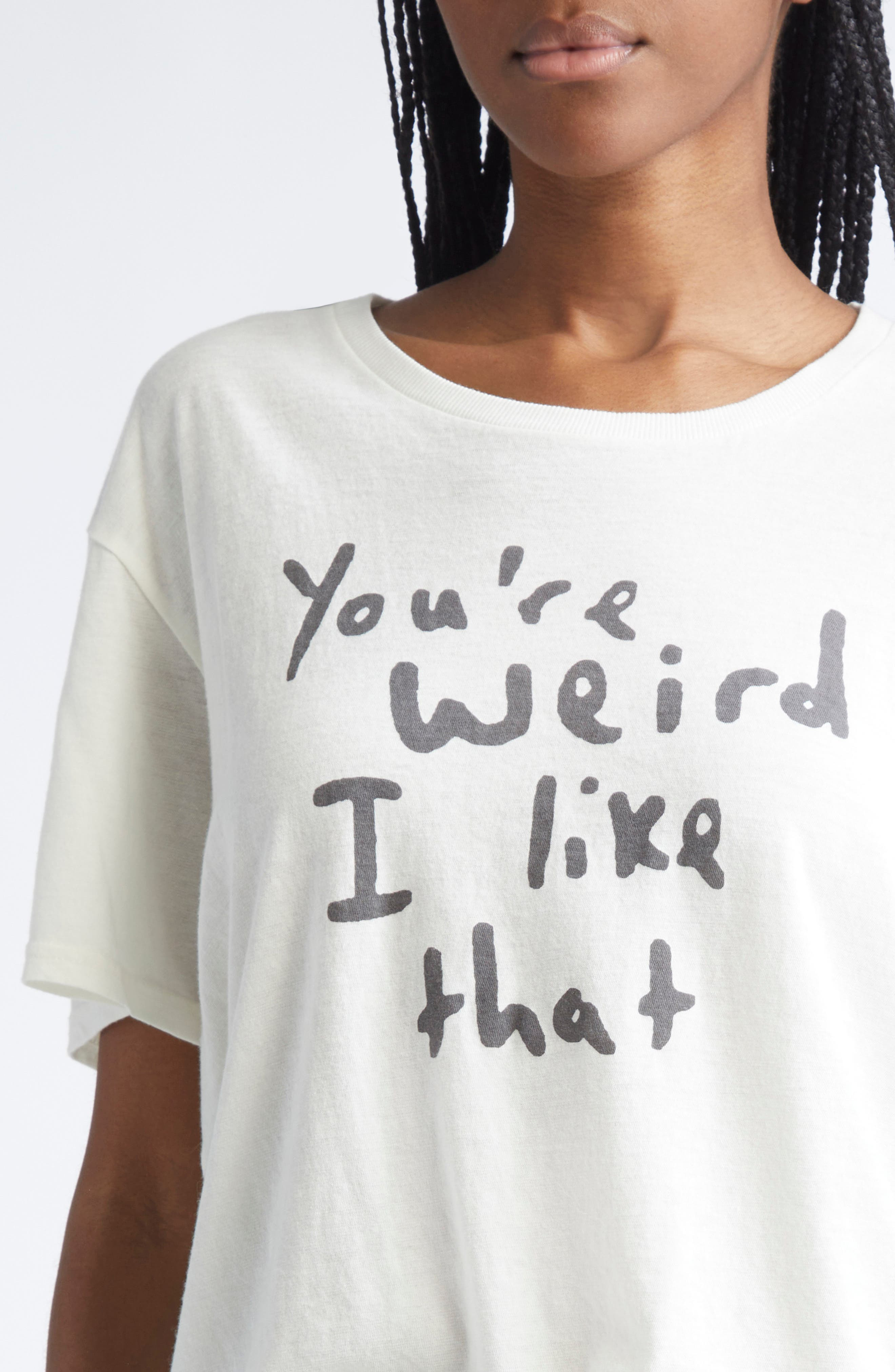 R13 You're Weird Boyfriend Graphic T-Shirt in Ecru White at Nordstrom - 5