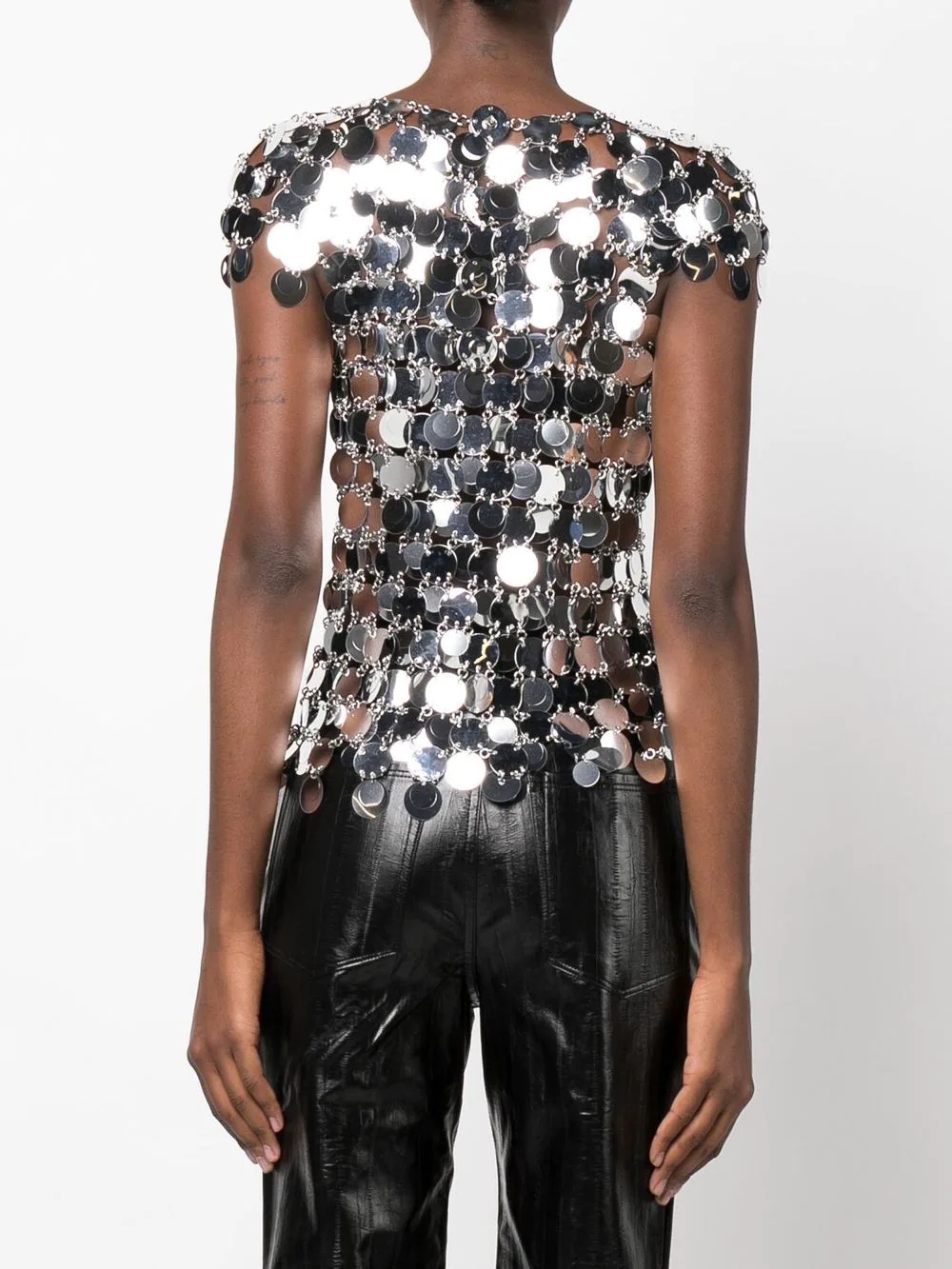 metallic-disks short-sleeved top - 4