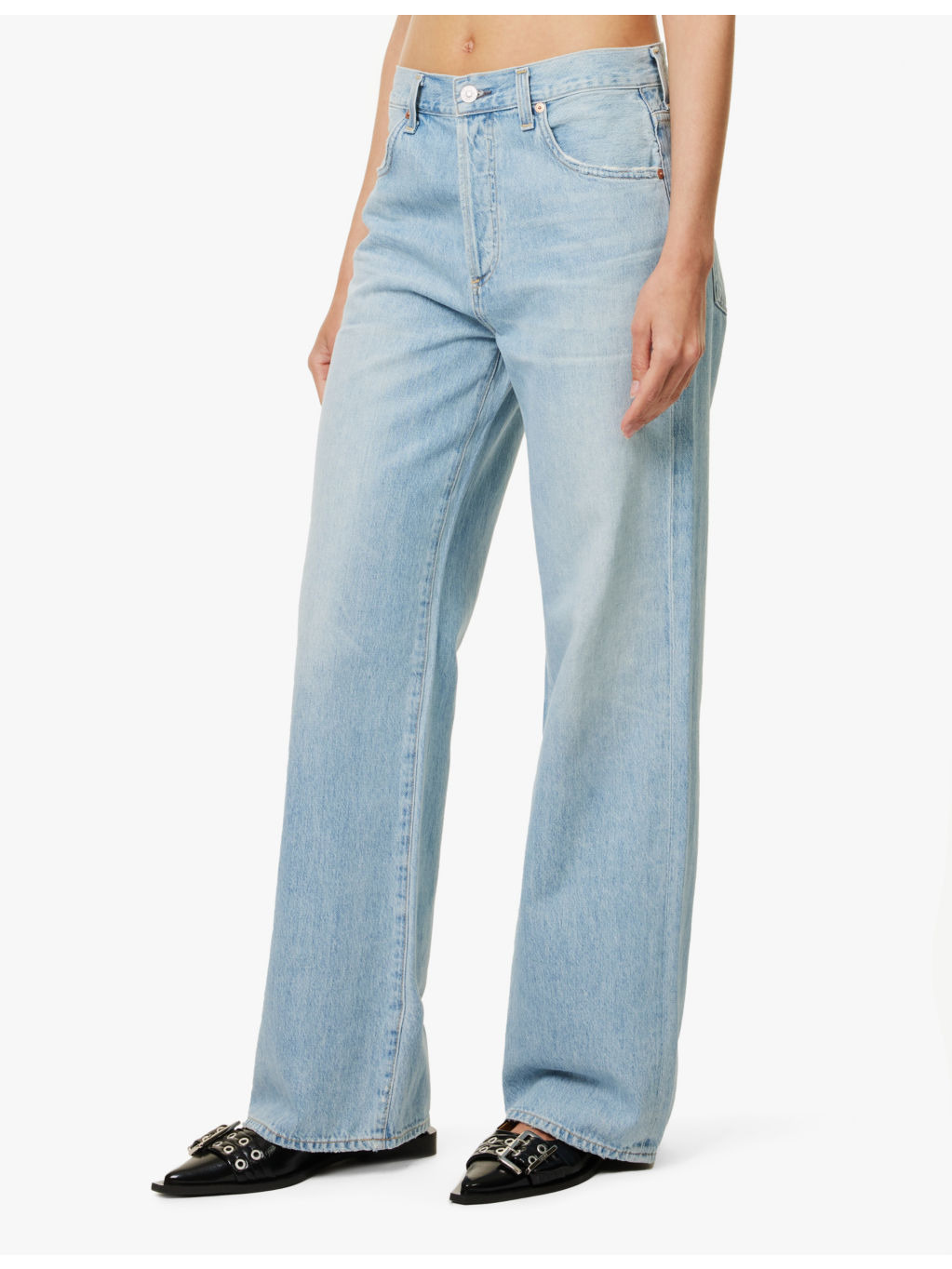 Annina faded-wash wide-leg mid-rise denim jeans - 3