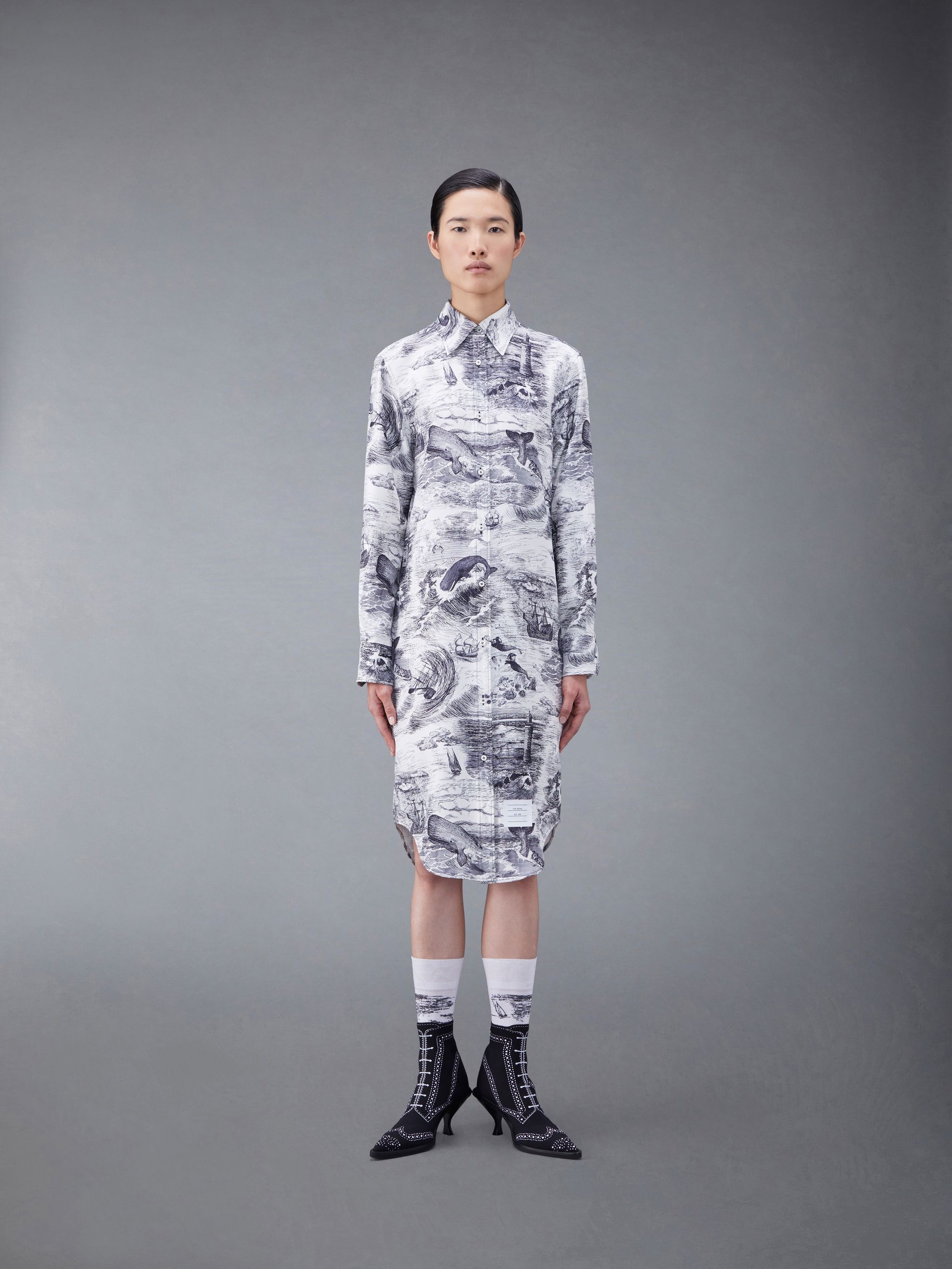 Nautical Silk Twill Toile Easy Fit Shirtdress - 1