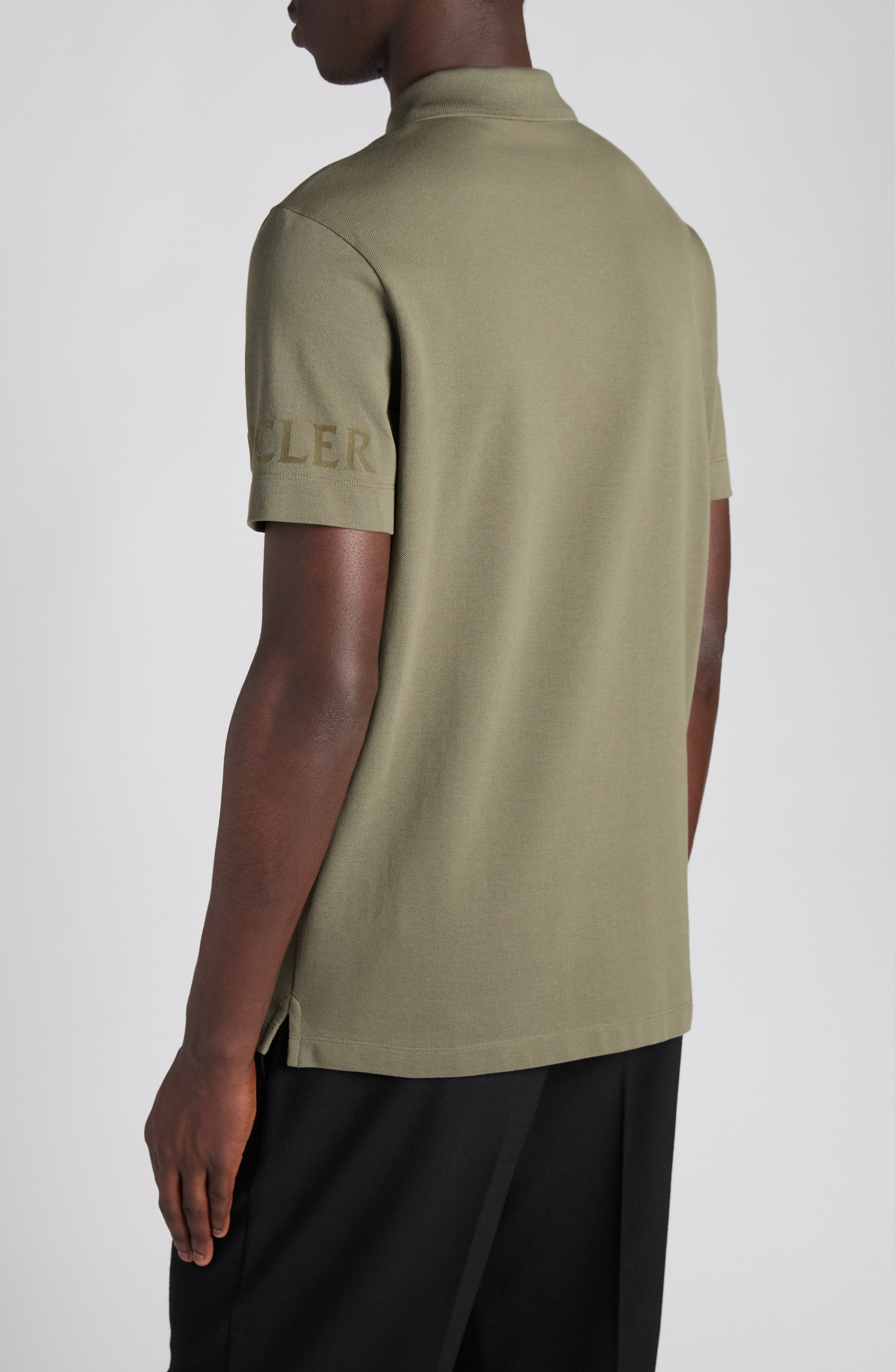 Moncler Logo Patch Cotton Polo in Dusty Olive at Nordstrom - 2