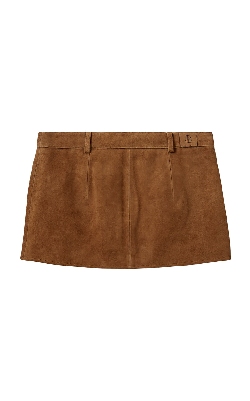 Goatskin Suede Mini Skirt brown 5