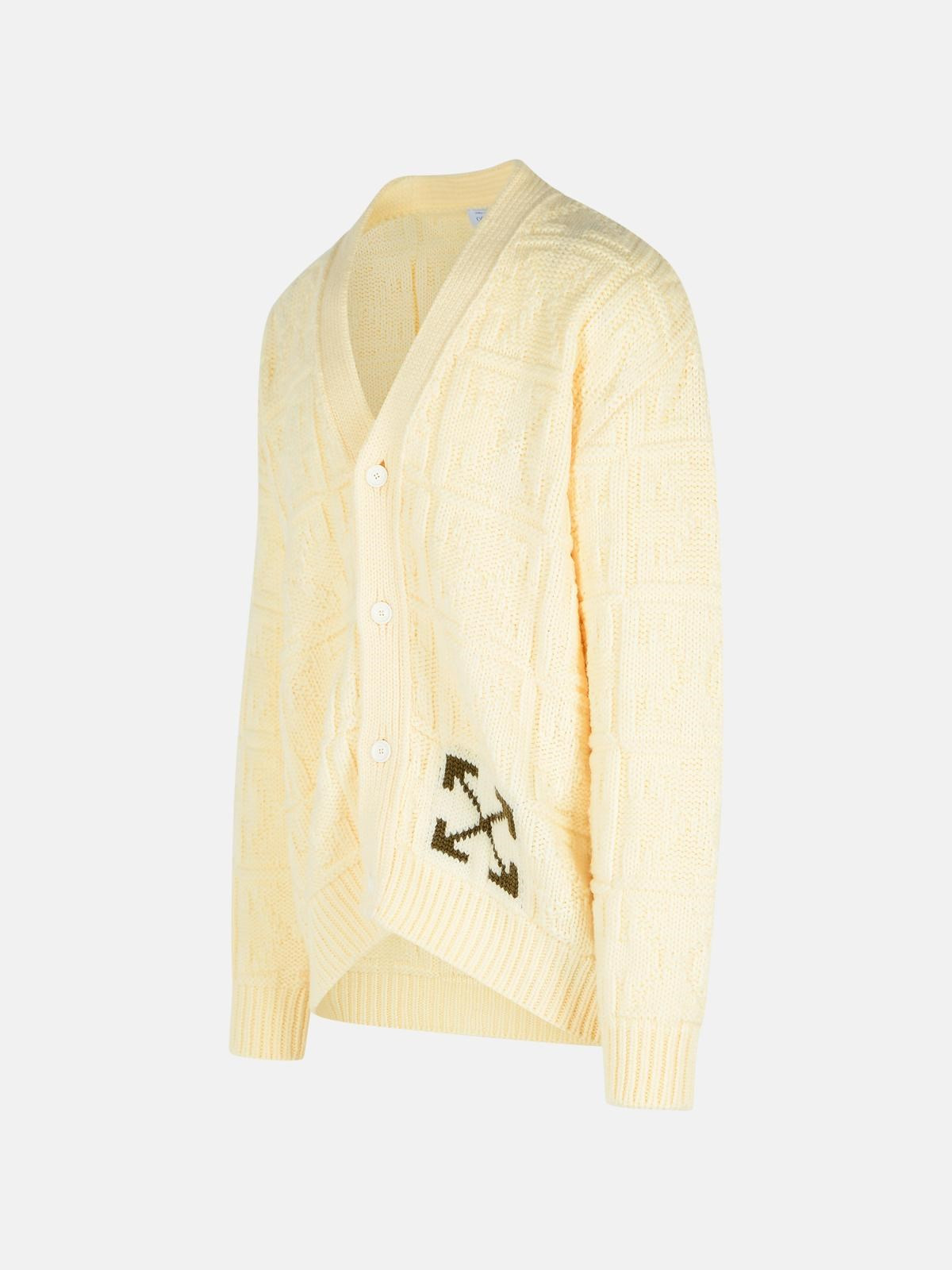 'ARROW 3D' CREAM WOOL CARDIGAN - 2