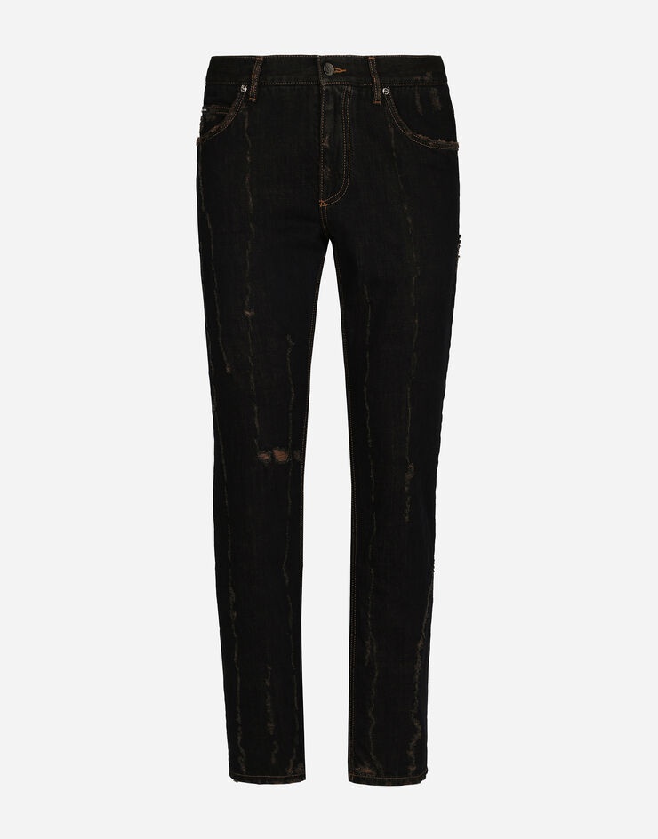 Overdyed regular fit jeans with subtle abrasions - 1