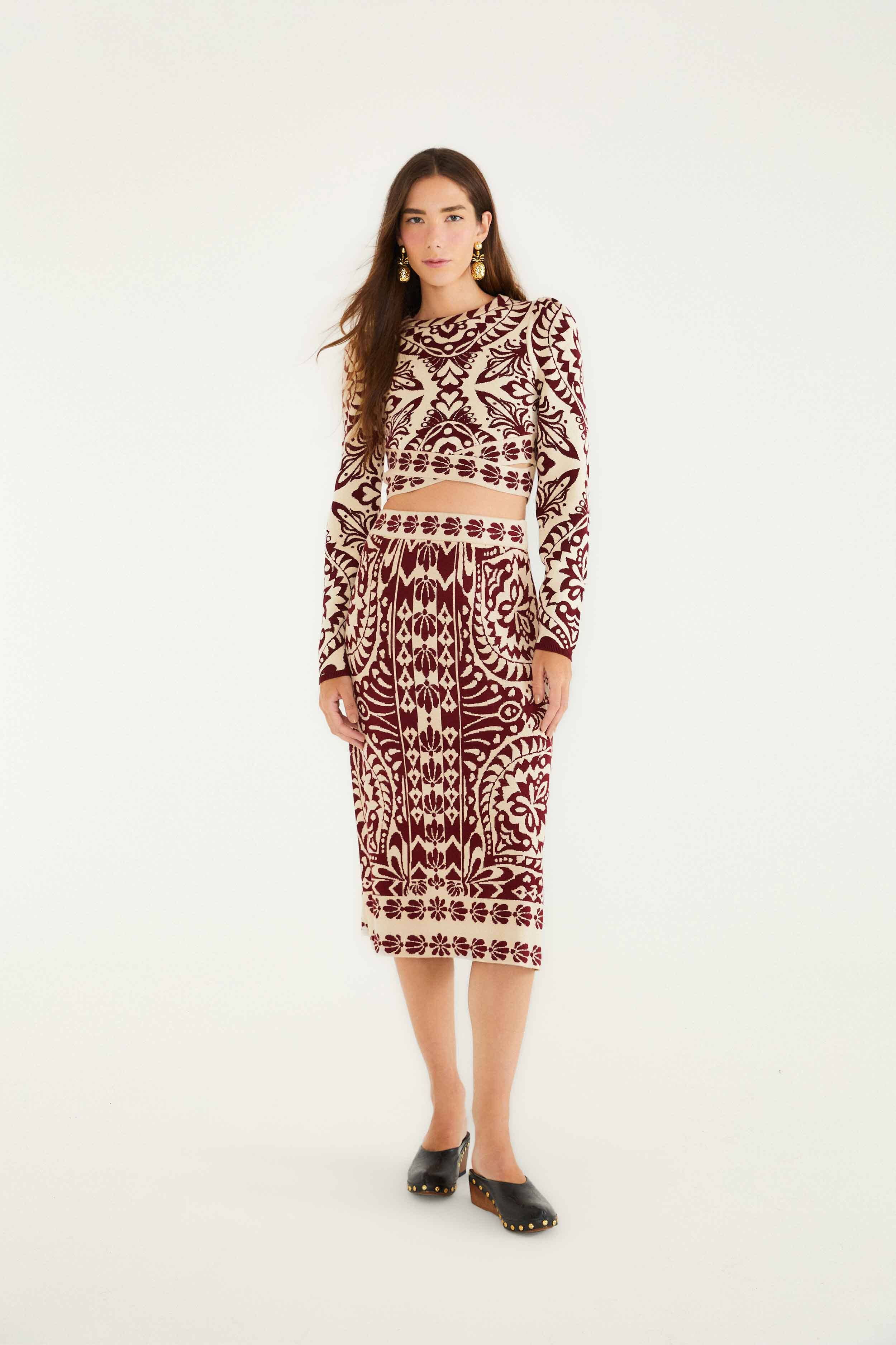 Burgundy Pineapple Love Knit Top - 2