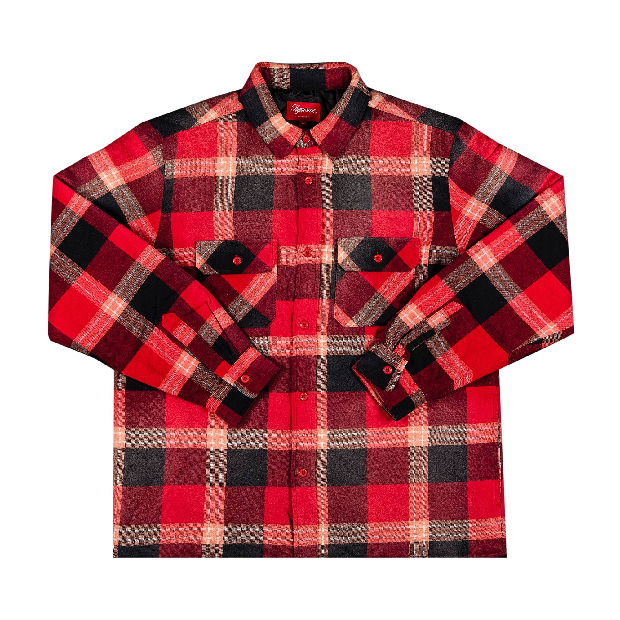 Supreme Quilted Flannel Shirt 'Red' - 1