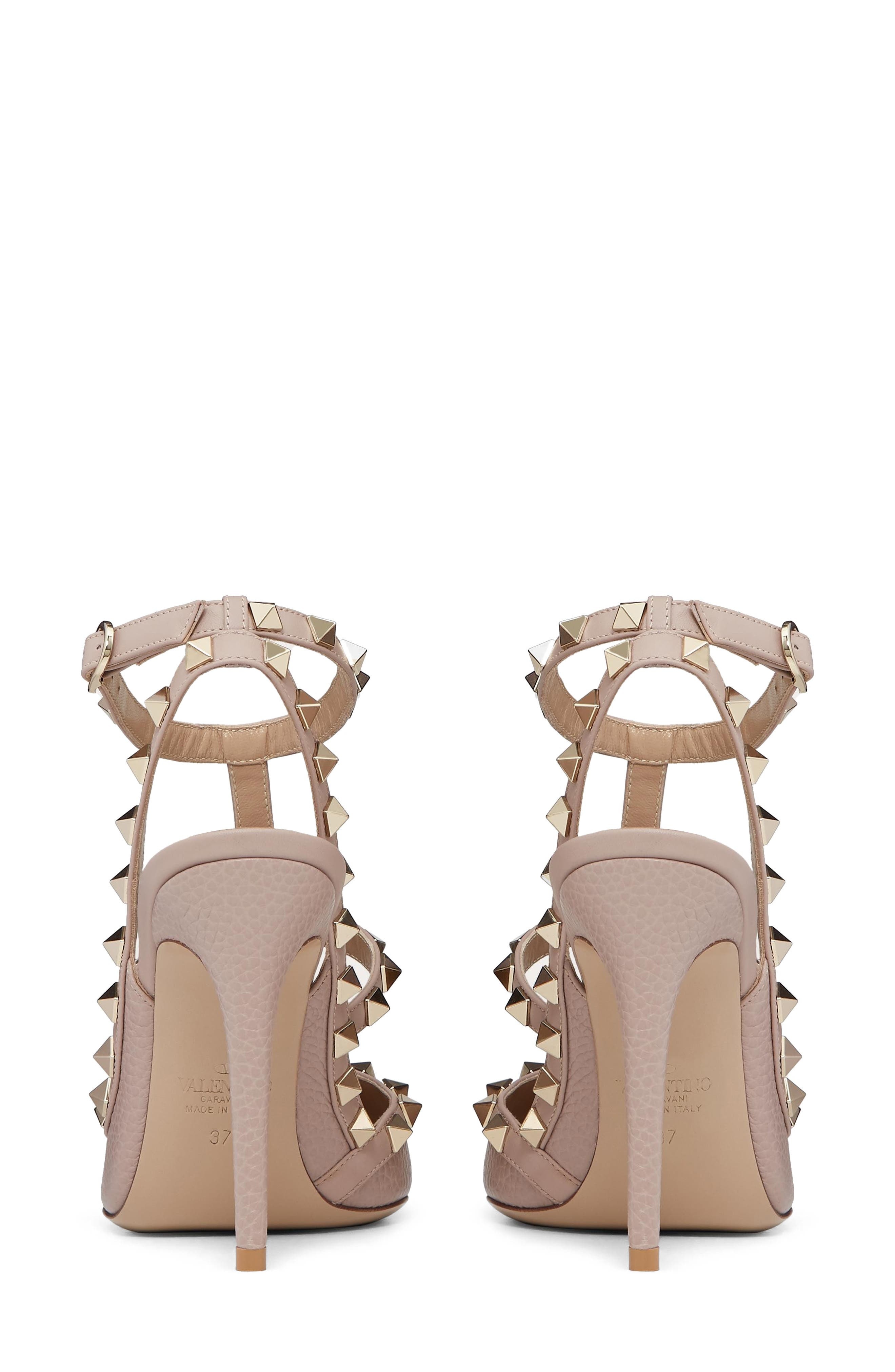 Valentino Garavani Rockstud Ankle Strap Pointed Toe Pump in Poudre at Nordstrom - 3