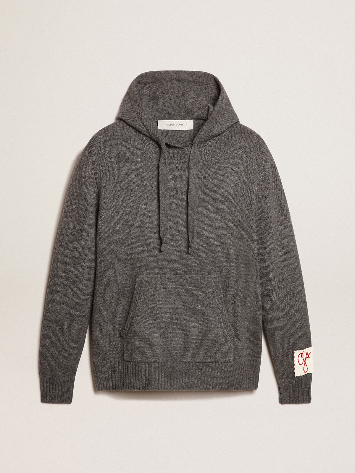 Women’s gray cashmere blend sweatshirt with hood - 1