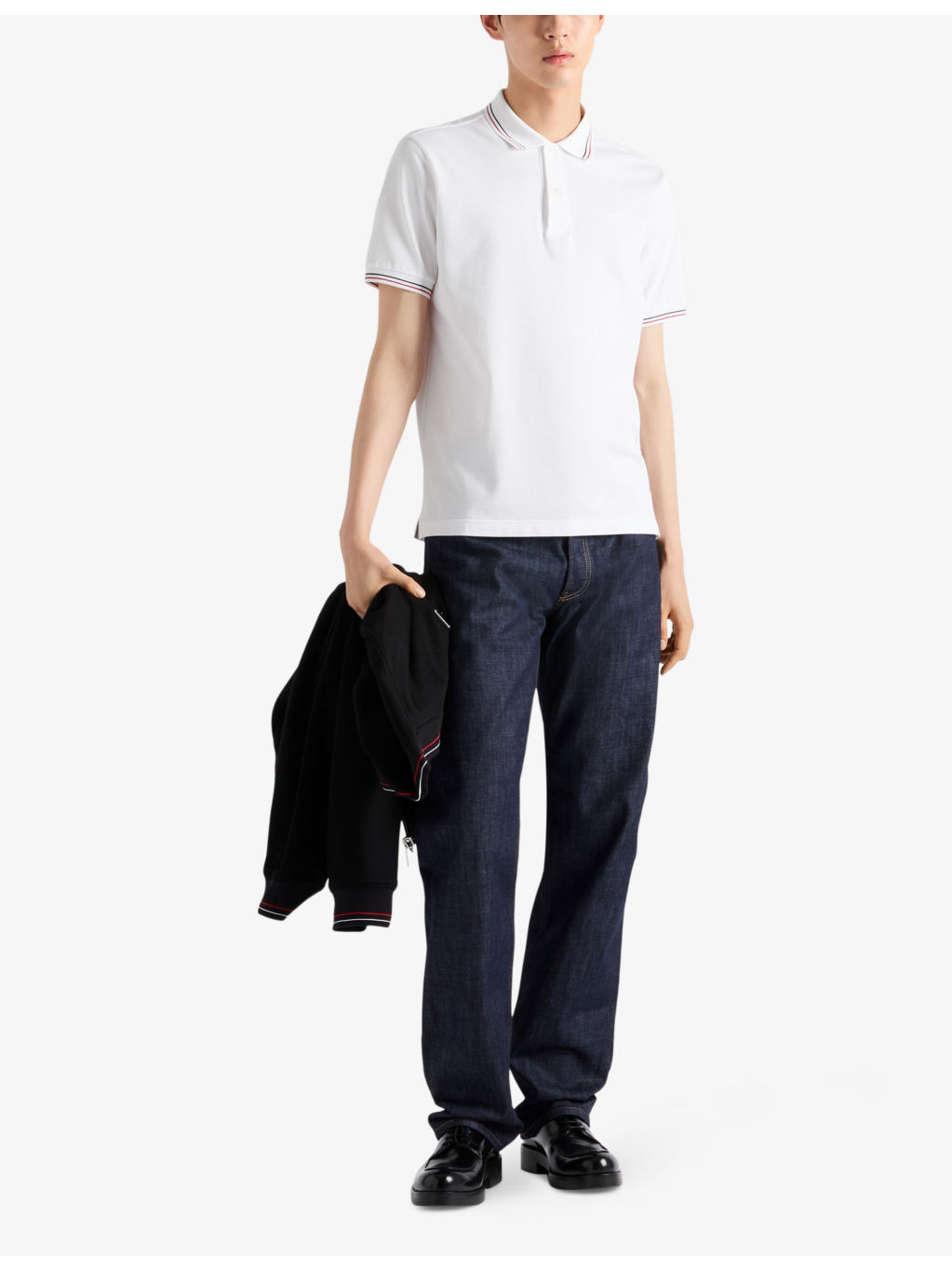Short-sleeve stripe-trim pique polo shirt - 2